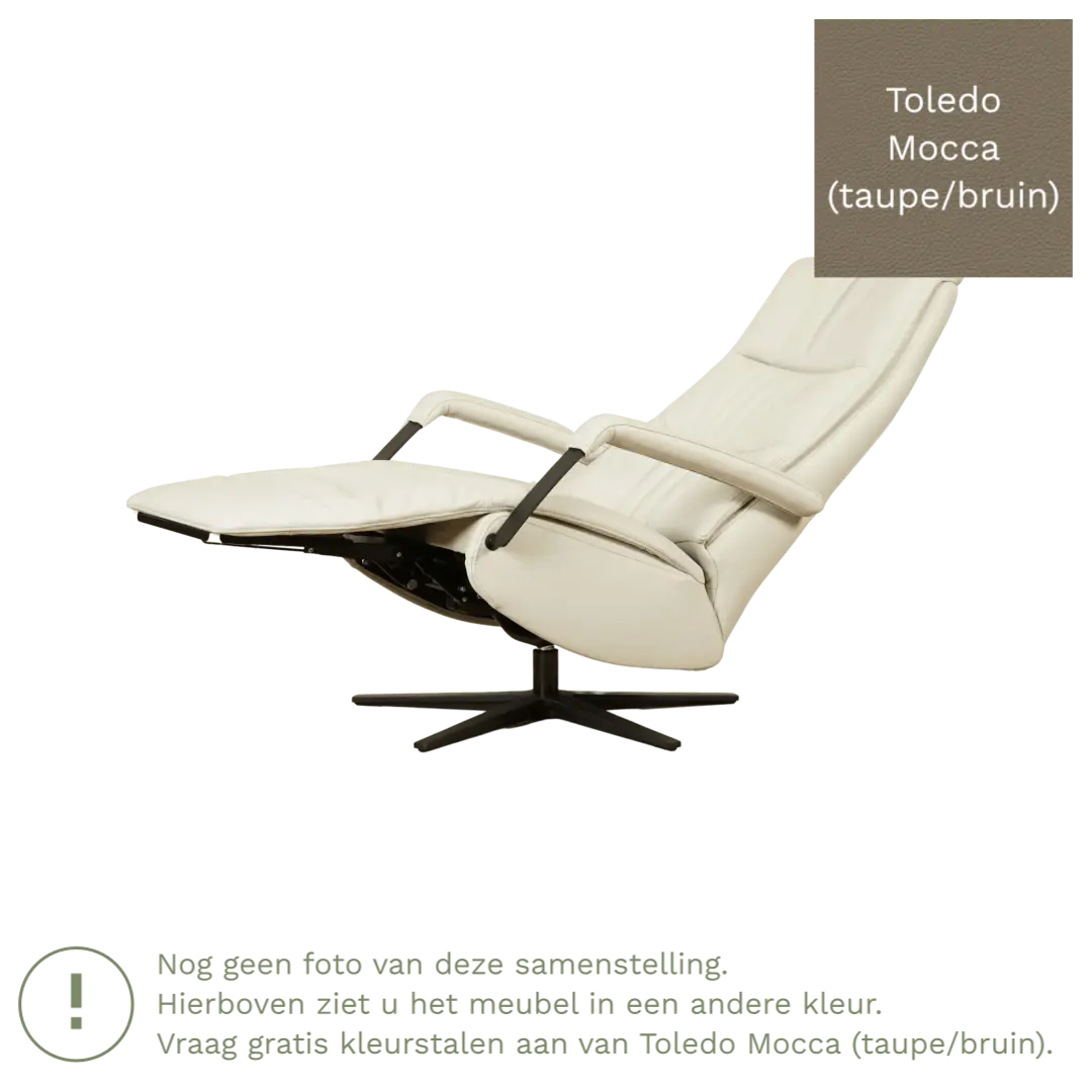 afbeelding van Leren elektrisch relaxfauteuil Core - Toledo Mocca (taupe/bruin) - small - stervoet zwart (breed)