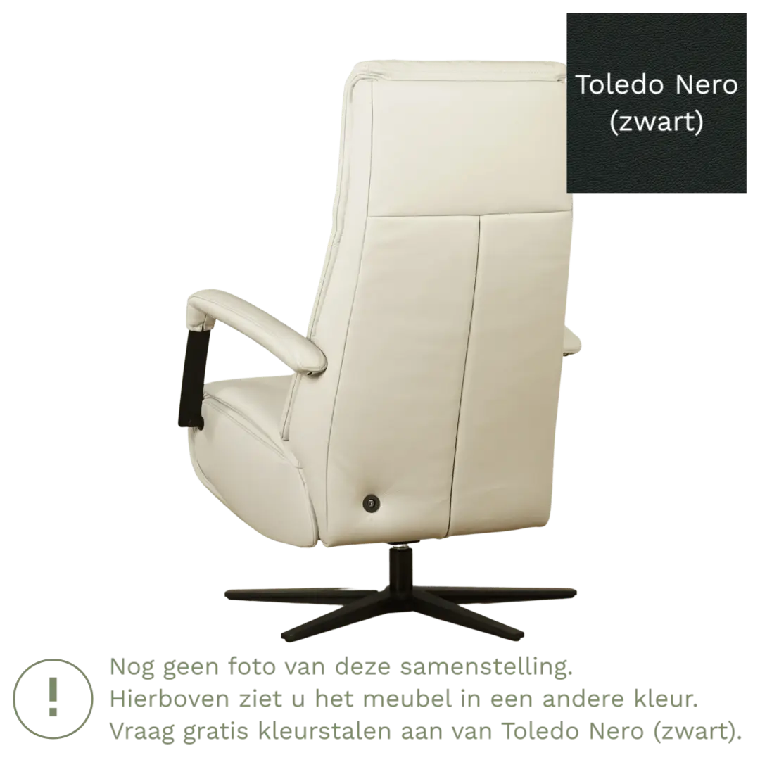afbeelding van Leren relaxfauteuil met hartbalans Core - Toledo Nero (zwart) - medium - stervoet zwart (breed)