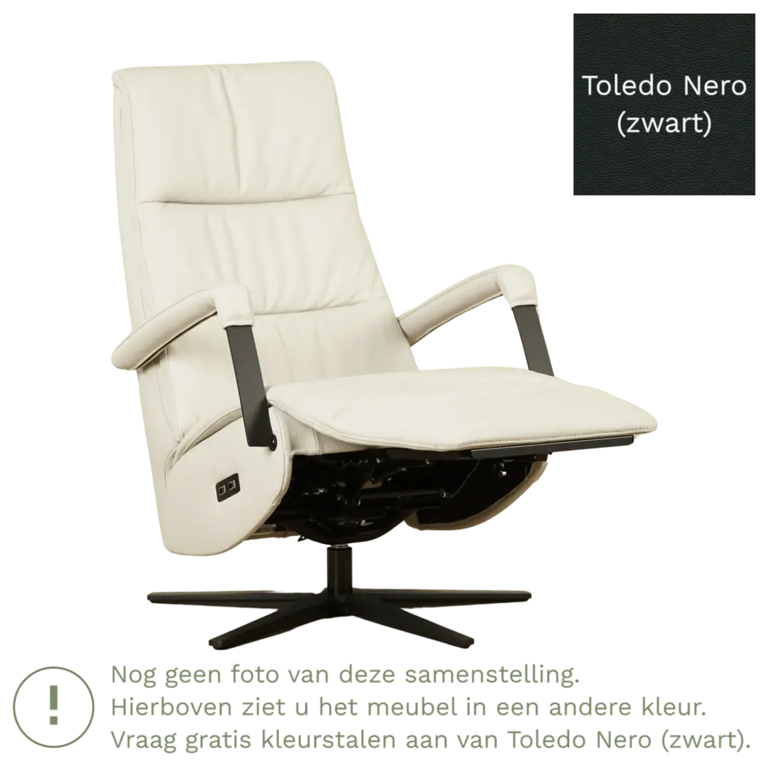 afbeelding van Leren relaxfauteuil met hartbalans Core - Toledo Nero (zwart) - medium - stervoet zwart (breed)