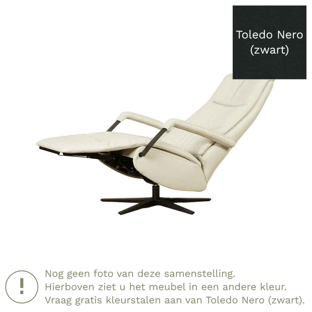 afbeelding van Leren relaxfauteuil met hartbalans Core - Toledo Nero (zwart) - medium - stervoet zwart (breed)