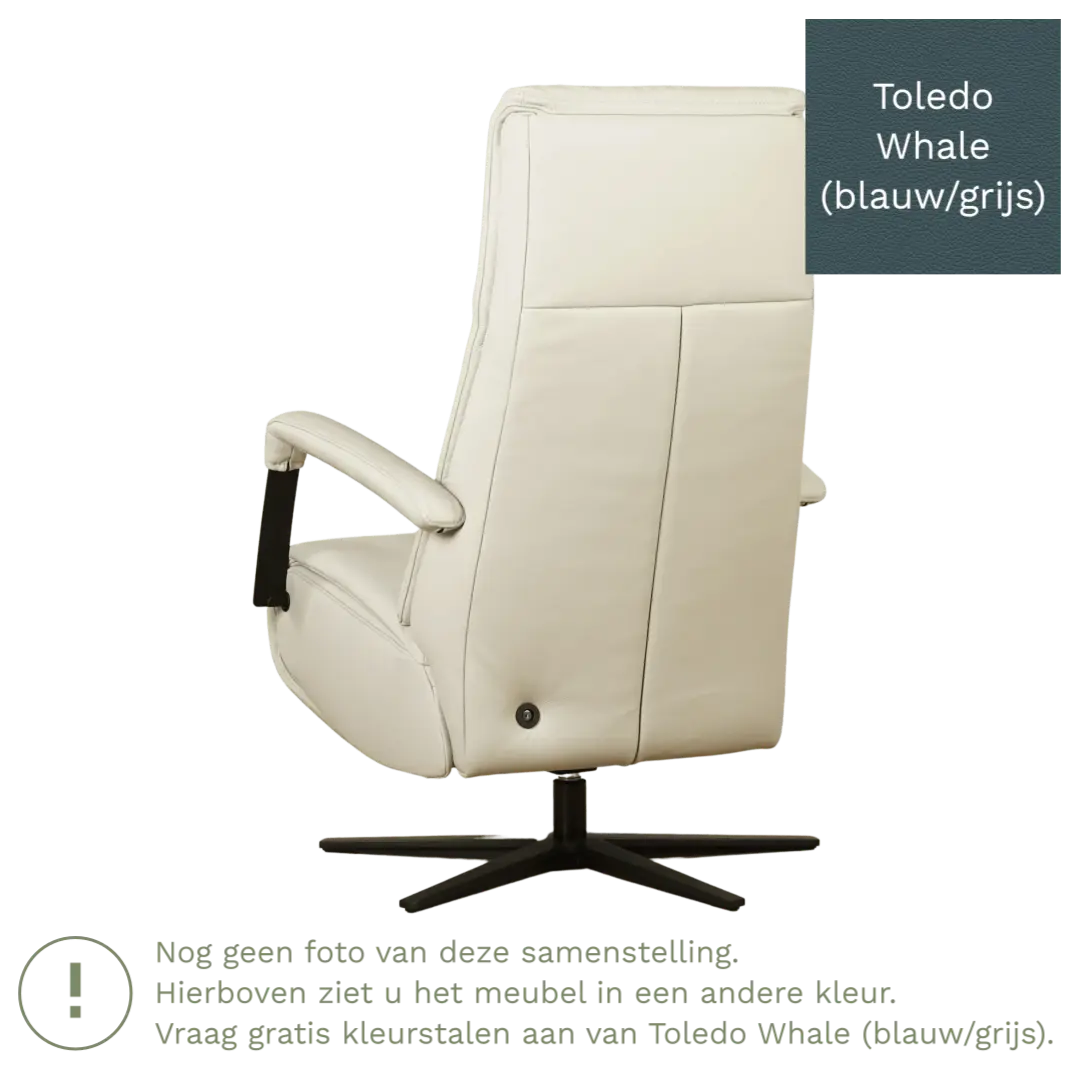 afbeelding van Leren sta-op-stoel Core - Toledo Whale (blauw/grijs) - large - stervoet zwart (breed)