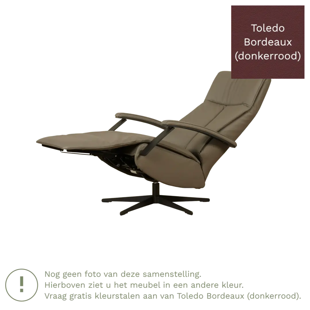 afbeelding van Leren sta-op-stoel Pure - Toledo Bordeaux (donkerrood) - large - stervoet zwart (slank)