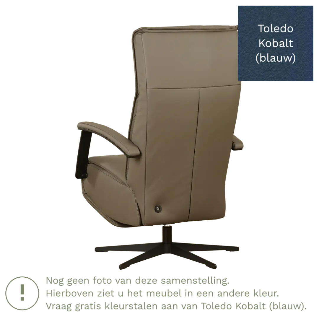 afbeelding van Leren elektrisch relaxfauteuil Pure - Toledo Kobalt (blauw) - large - stervoet zwart (slank)