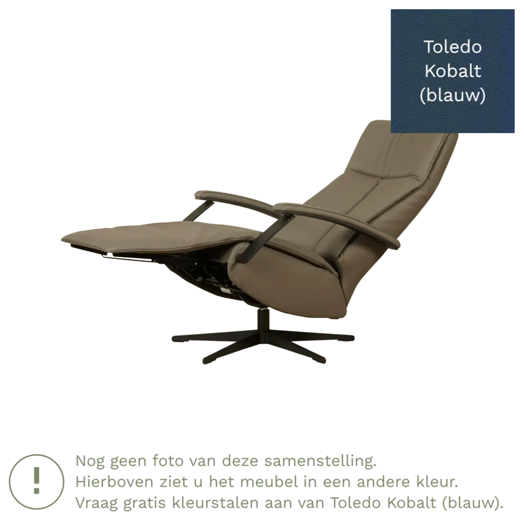 afbeelding van Leren elektrisch relaxfauteuil Pure - Toledo Kobalt (blauw) - large - stervoet zwart (slank)