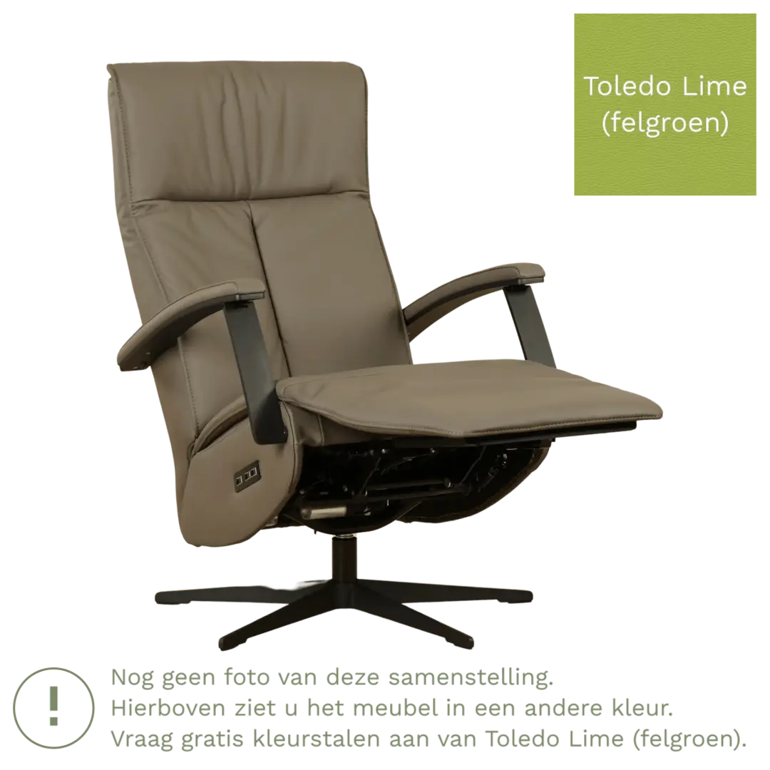 afbeelding van Leren relaxfauteuil met hartbalans Pure - Toledo Lime (felgroen) - large - stervoet zwart (slank)