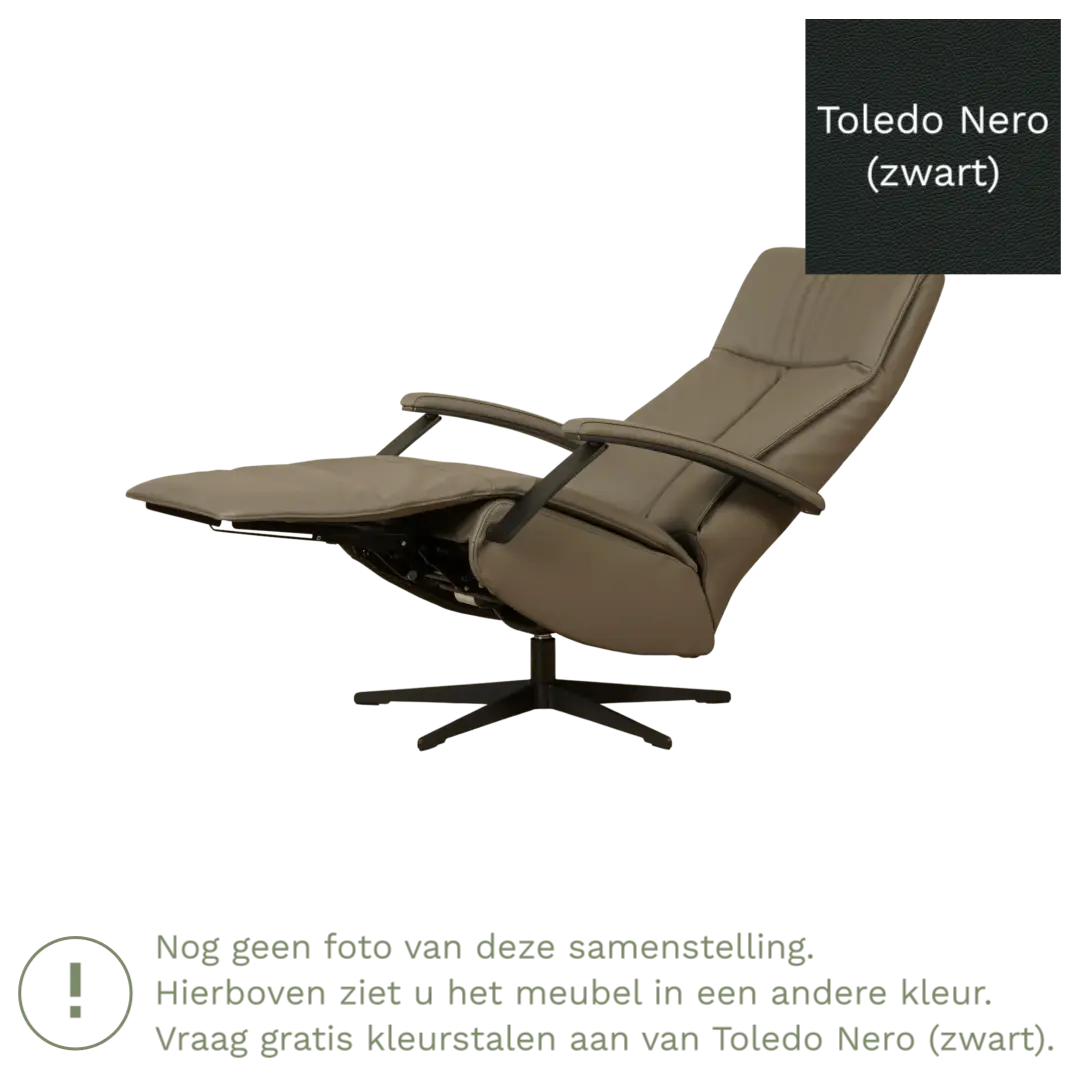 afbeelding van Leren elektrisch relaxfauteuil Pure - Toledo Nero (zwart) - small - stervoet zwart (slank)