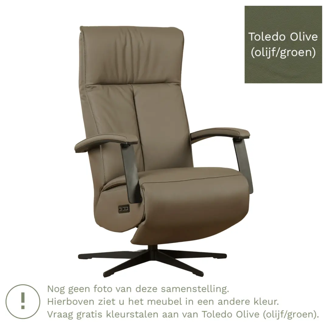 afbeelding van Leren sta-op-stoel Pure - Toledo Olive (olijf/groen) - large - stervoet zwart (slank)
