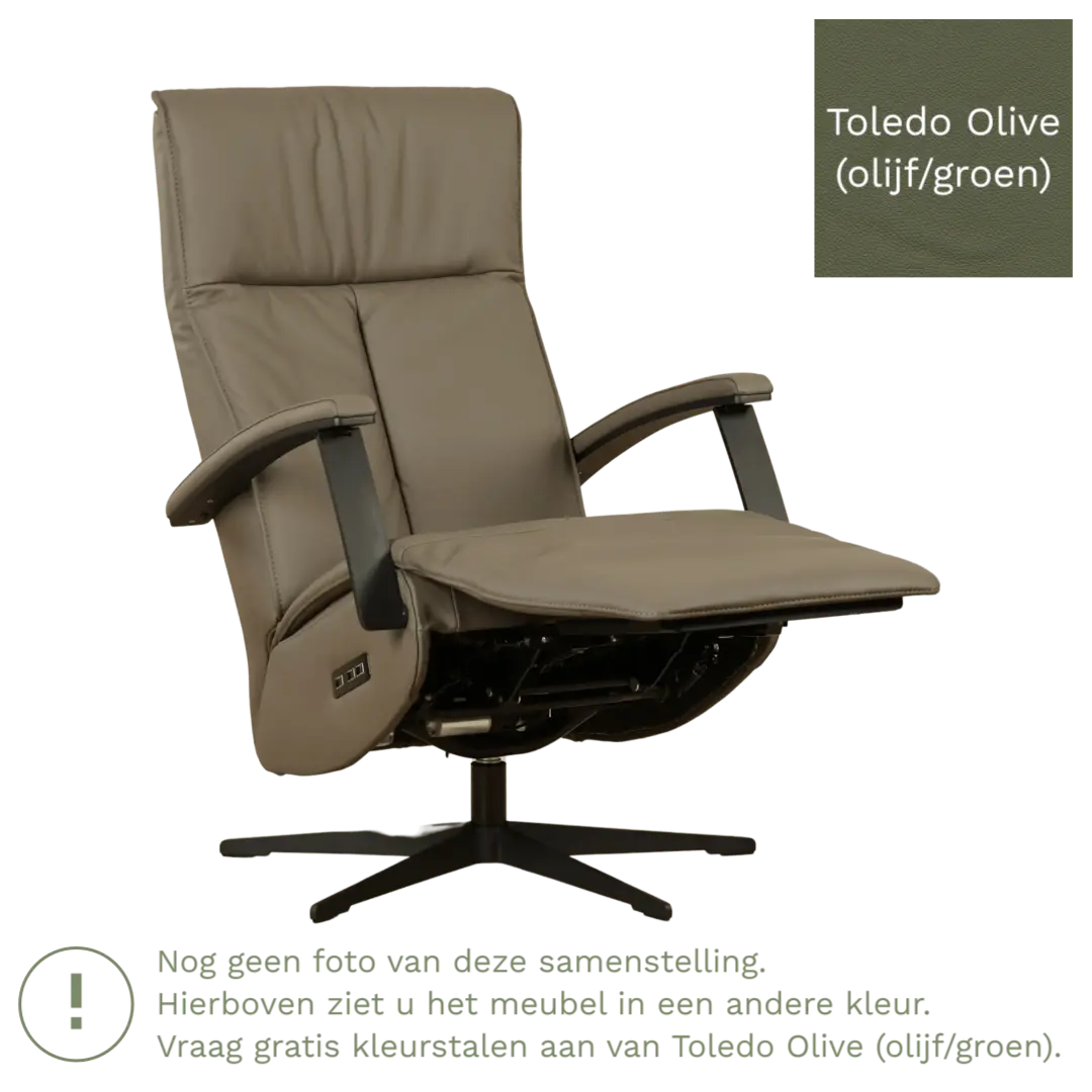 afbeelding van Leren sta-op-stoel Pure - Toledo Olive (olijf/groen) - large - stervoet zwart (slank)