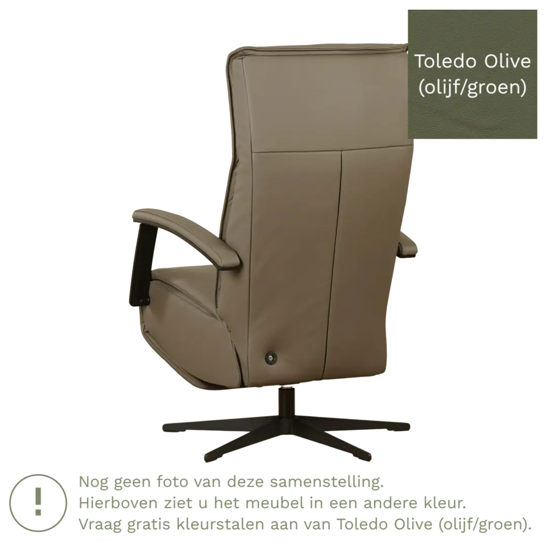 afbeelding van Leren relaxfauteuil met hartbalans Pure - Toledo Olive (olijf/groen) - medium - stervoet zwart (slank)