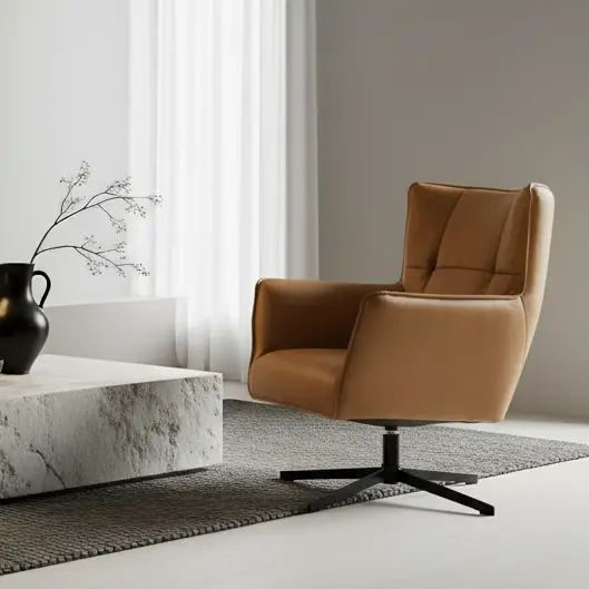 afbeelding van Leren draaifauteuil Lovely - Granada Sahara