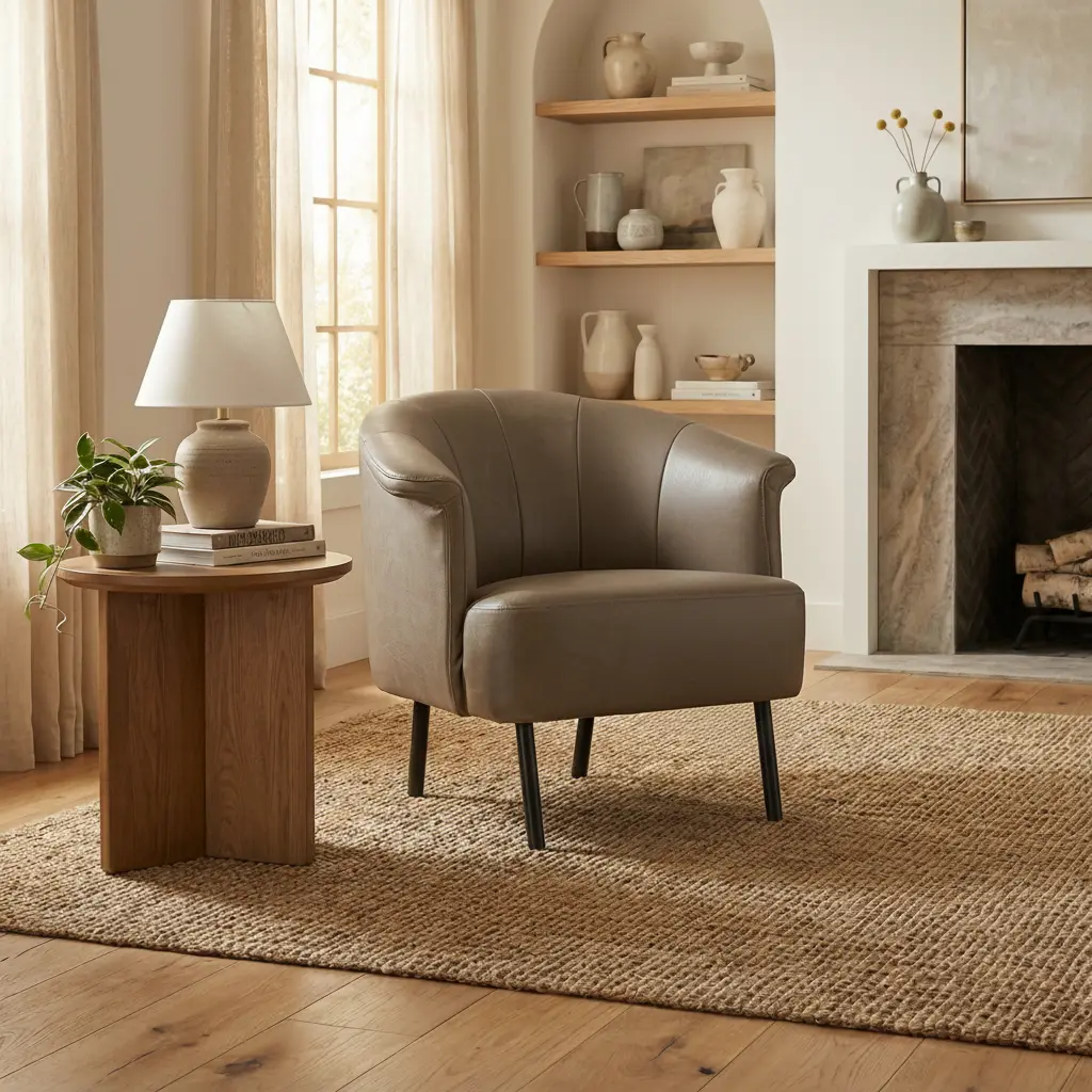 afbeelding van Leren fauteuil Embrace - Vintage Stone