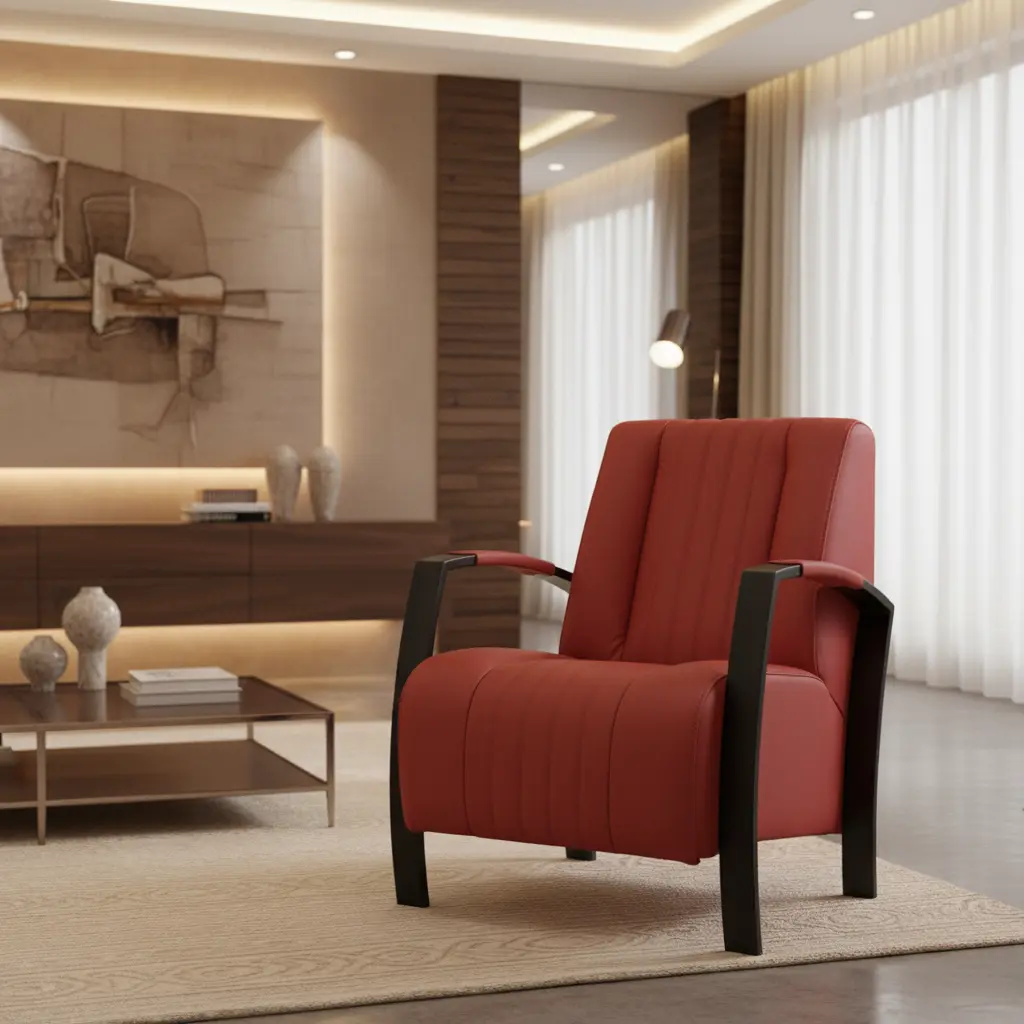 afbeelding van Leren fauteuil Glamour - Toledo Red