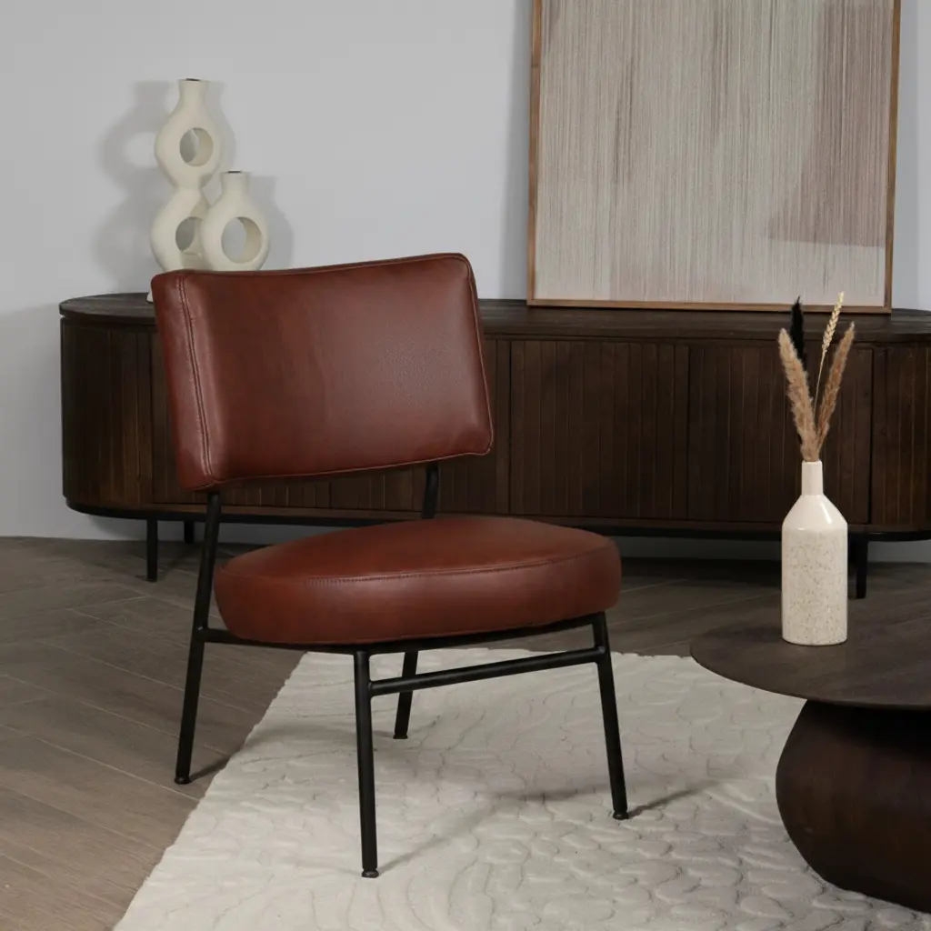 Leren Fauteuil Rondo Granada Cognac Leer Kopen ShopX Leren Fauteuil Rondo Granada Cognac Leer Kopen ShopX