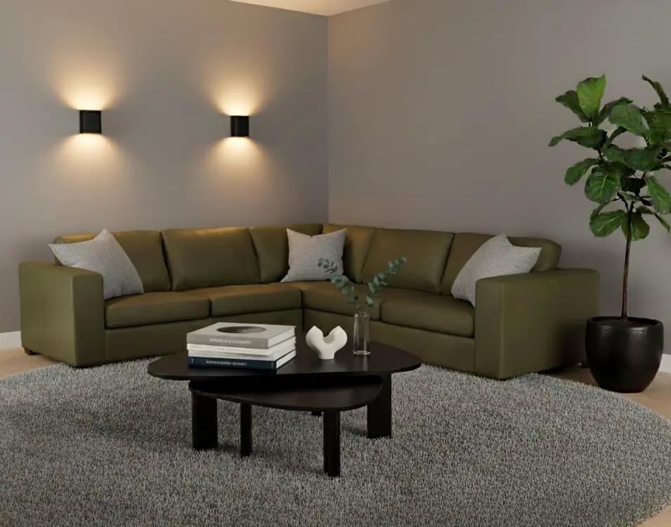 afbeelding van Elementenbank Flow - 3 zits arm links + hoek + 2.5 zits arm rechts - Granada Moss