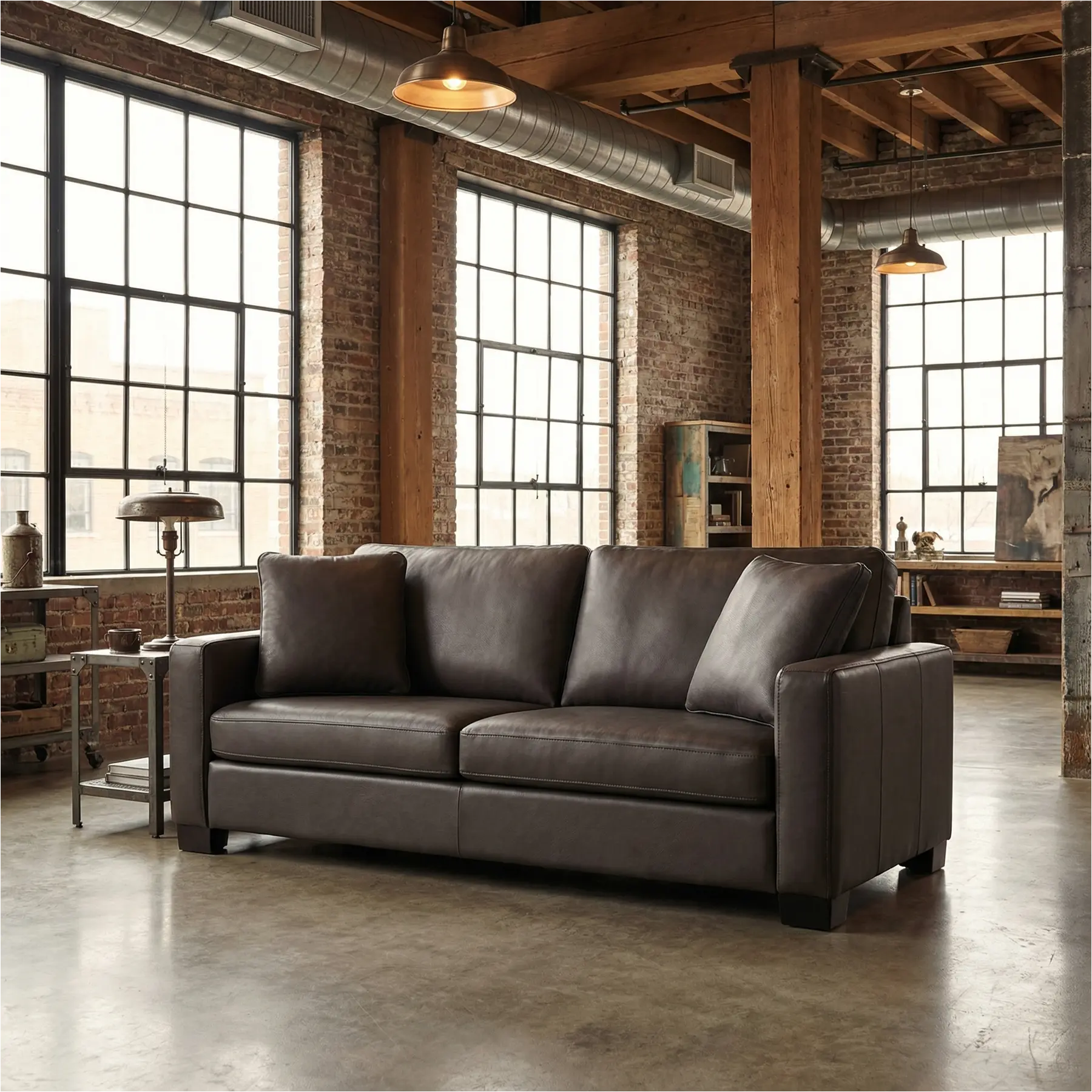 afbeelding van Leren armkussen voor bank (zelfde kleur als bank) - CA. 50X50CM