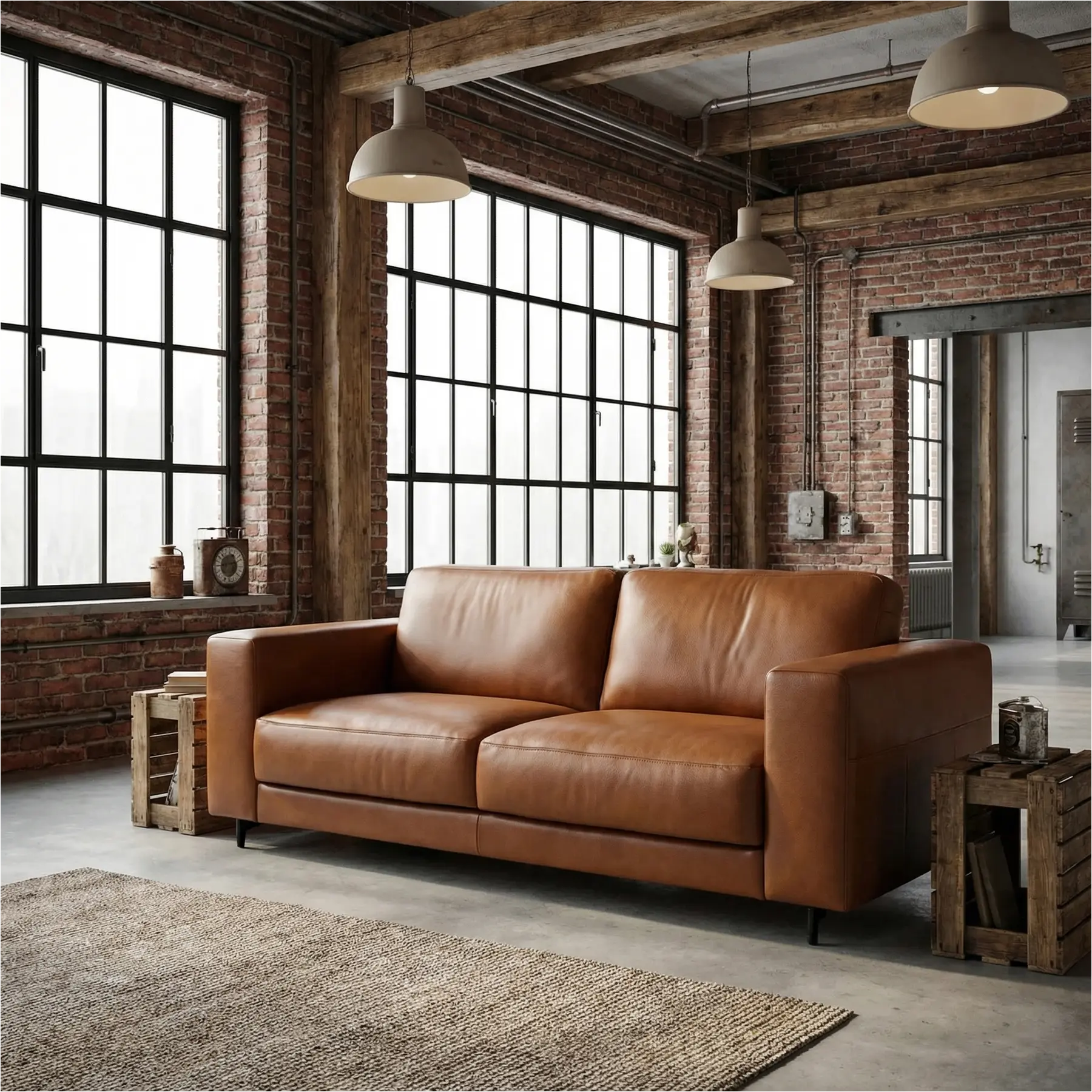 afbeelding van Leren bank Clear - 3 zits - Elegance Cognac (cognac) - Poten staal zwart