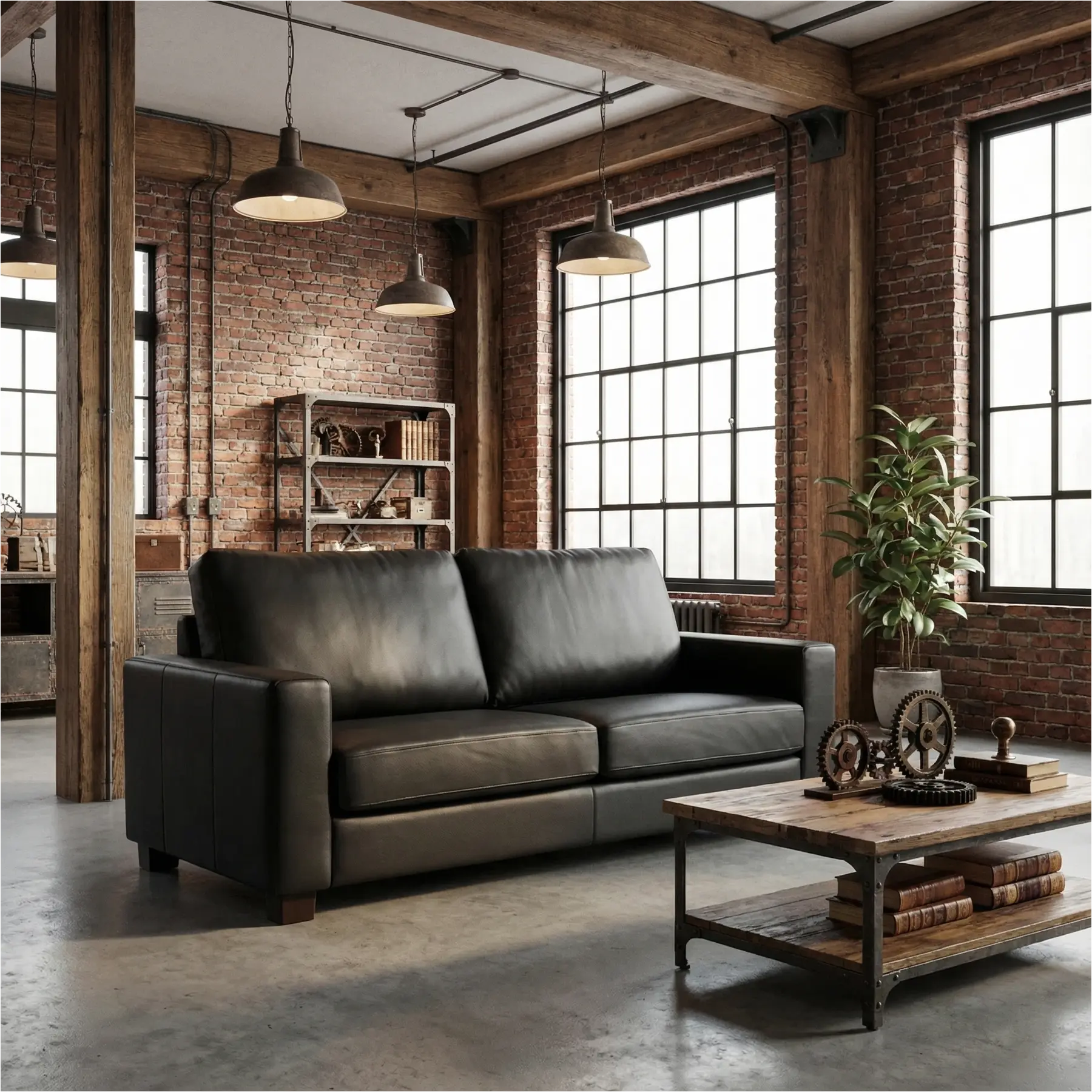 afbeelding van Leren bank Energy - 2,5 zits - Toledo Nero (zwart) - Poten hout bruin