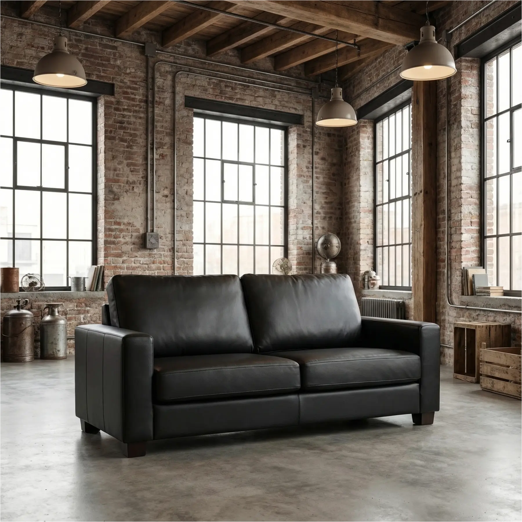 afbeelding van Leren bank Energy - 2,5 zits - Toledo Nero (zwart) - Poten hout zwart