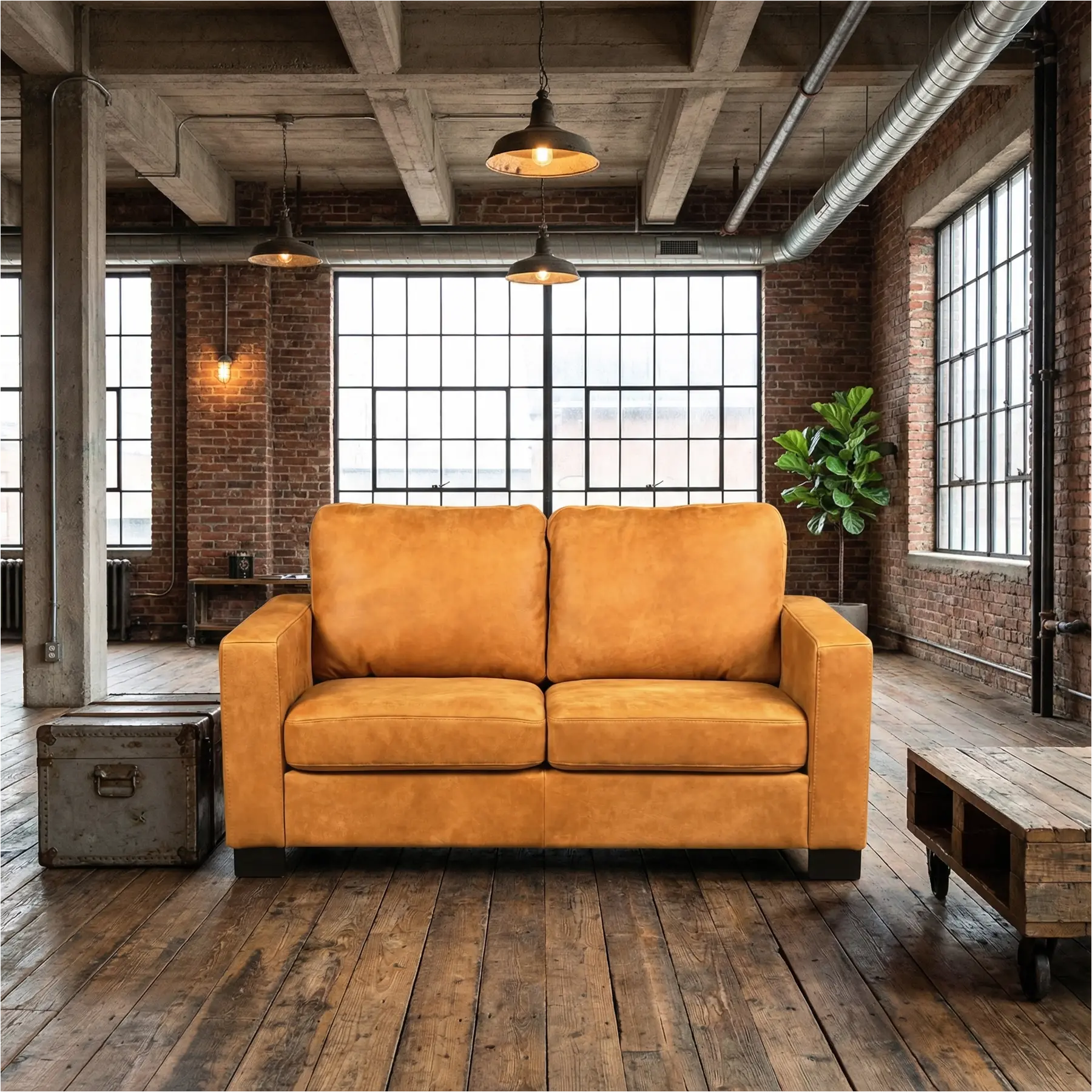 afbeelding van Leren bank Energy - 2 zits - Kenia Cognac (cognac) - Poten hout zwart