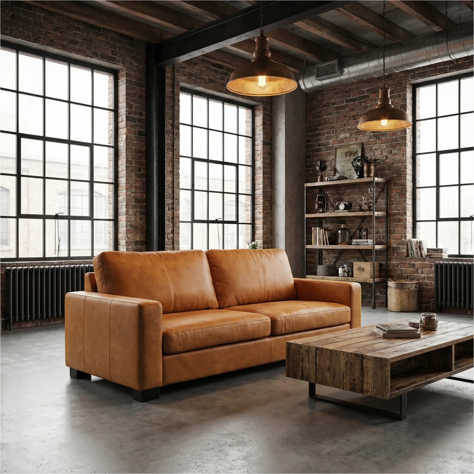 afbeelding van Leren bank Energy - 3 zits - Kenia Cognac (cognac) - Poten hout bruin