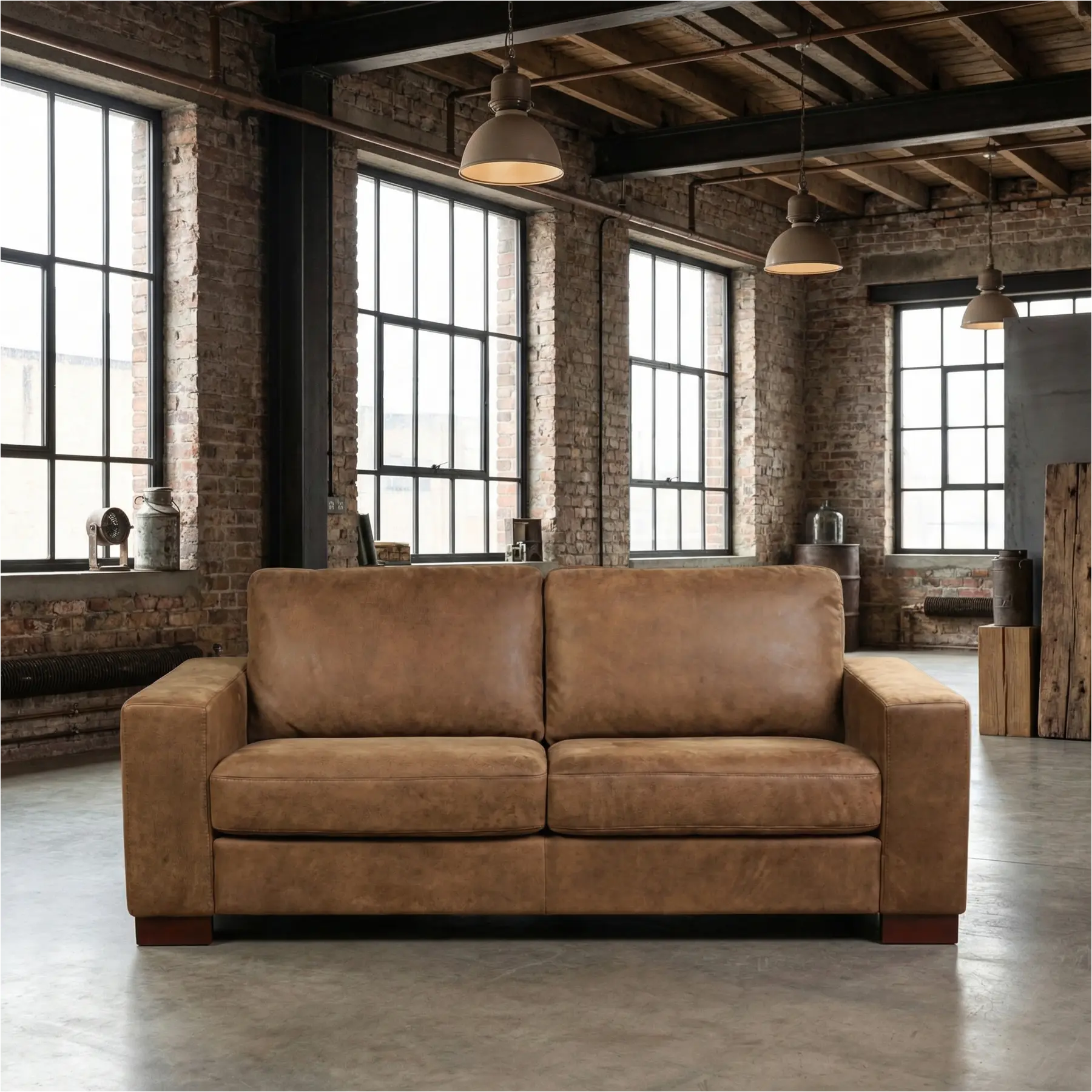 afbeelding van Leren bank Enjoy - 2,5 zits - Kenia Brown (bruin) - Poten hout zwart