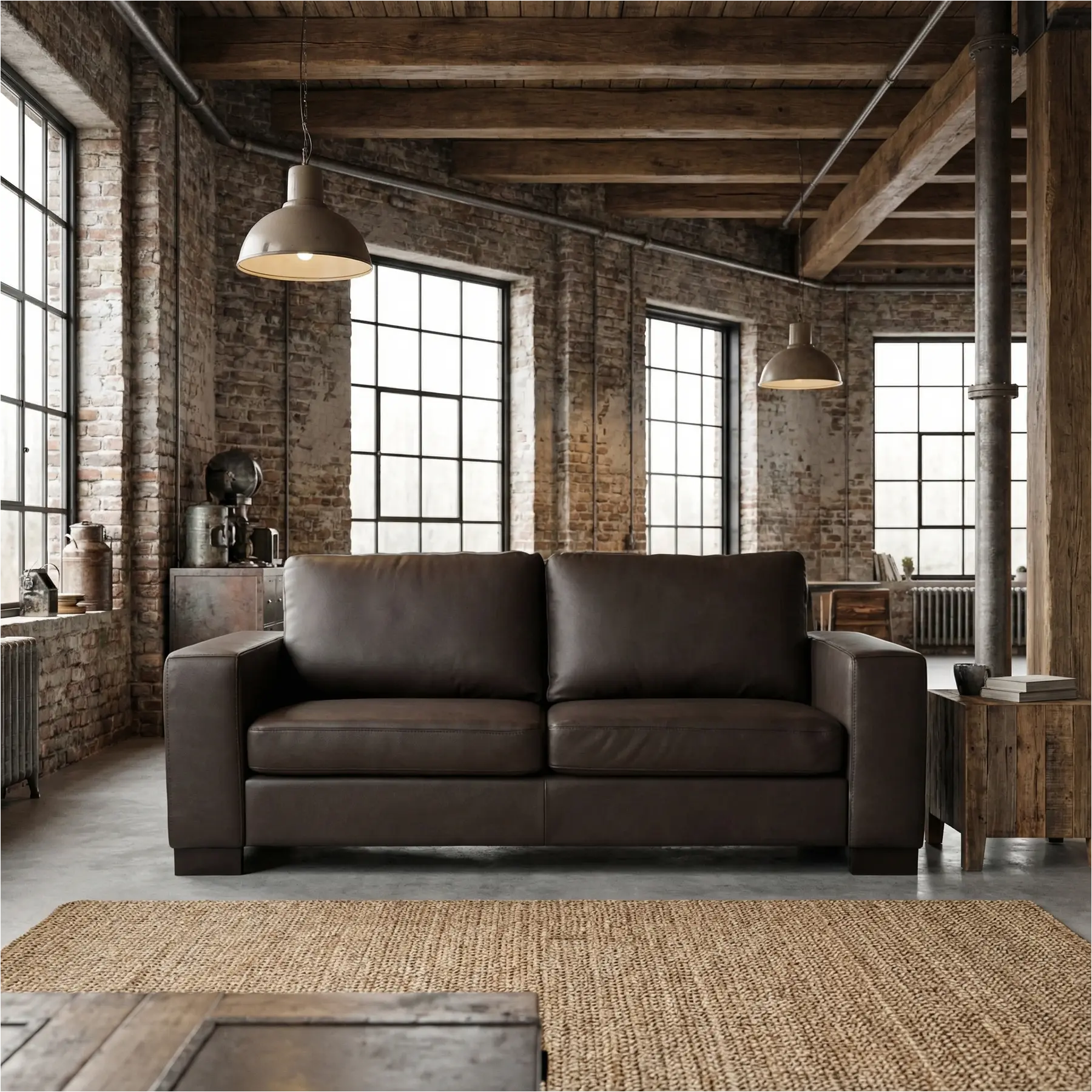 afbeelding van Leren bank Enjoy - 2,5 zits - Toledo Caffe (donkerbruin) - Poten hout zwart