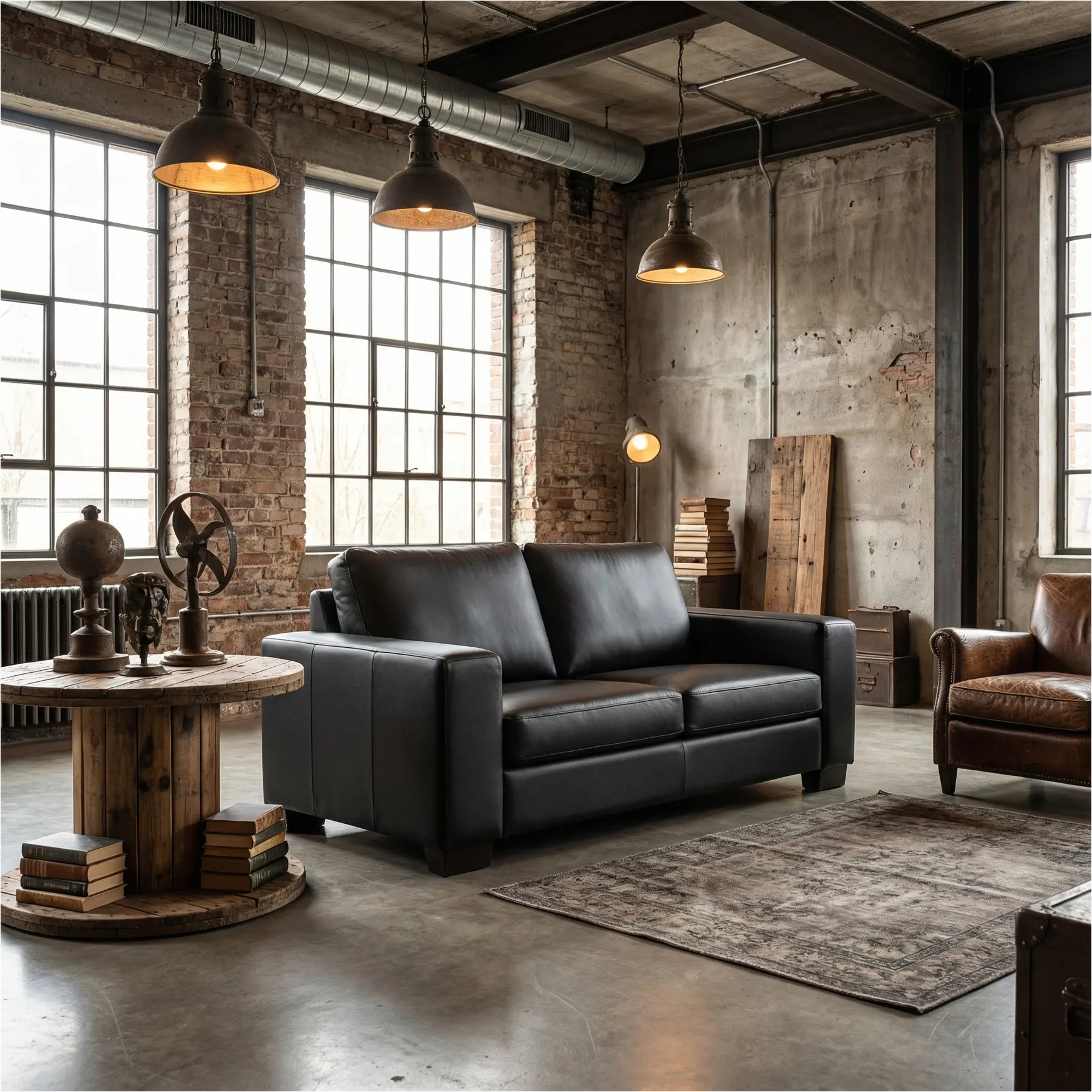 afbeelding van Leren bank Enjoy - 2 zits - Hermes Nero (zwart) - Poten hout zwart