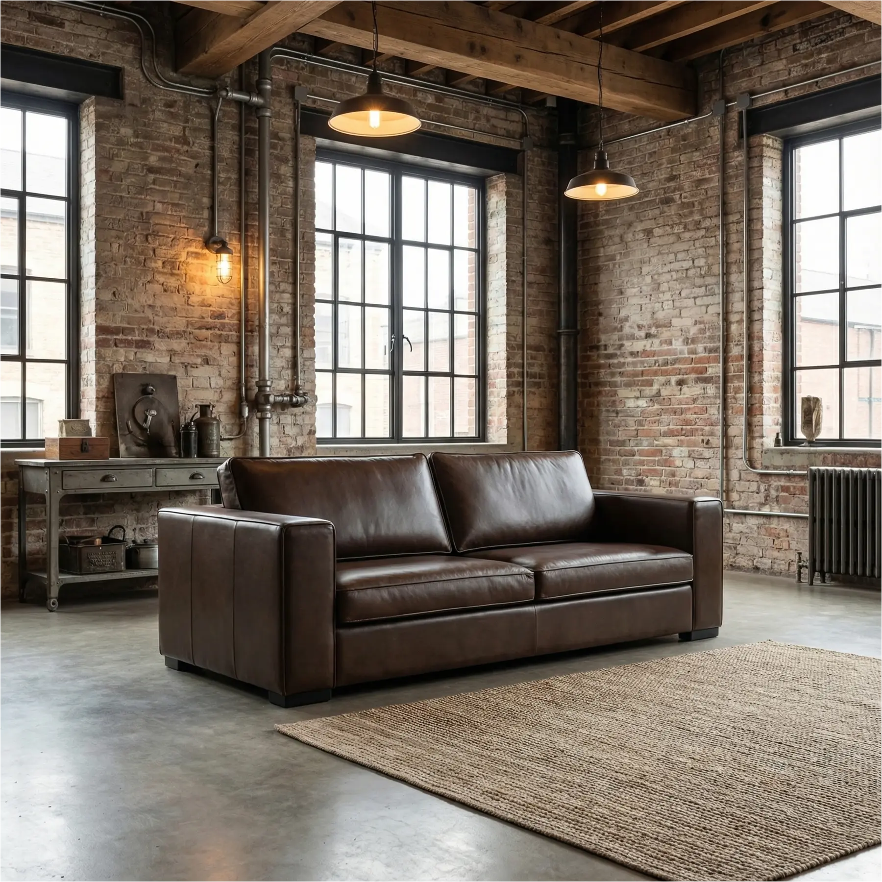 afbeelding van Leren bank Fine - 3,5 zits - Granada Chocolate (bruin) - Poten hout zwart