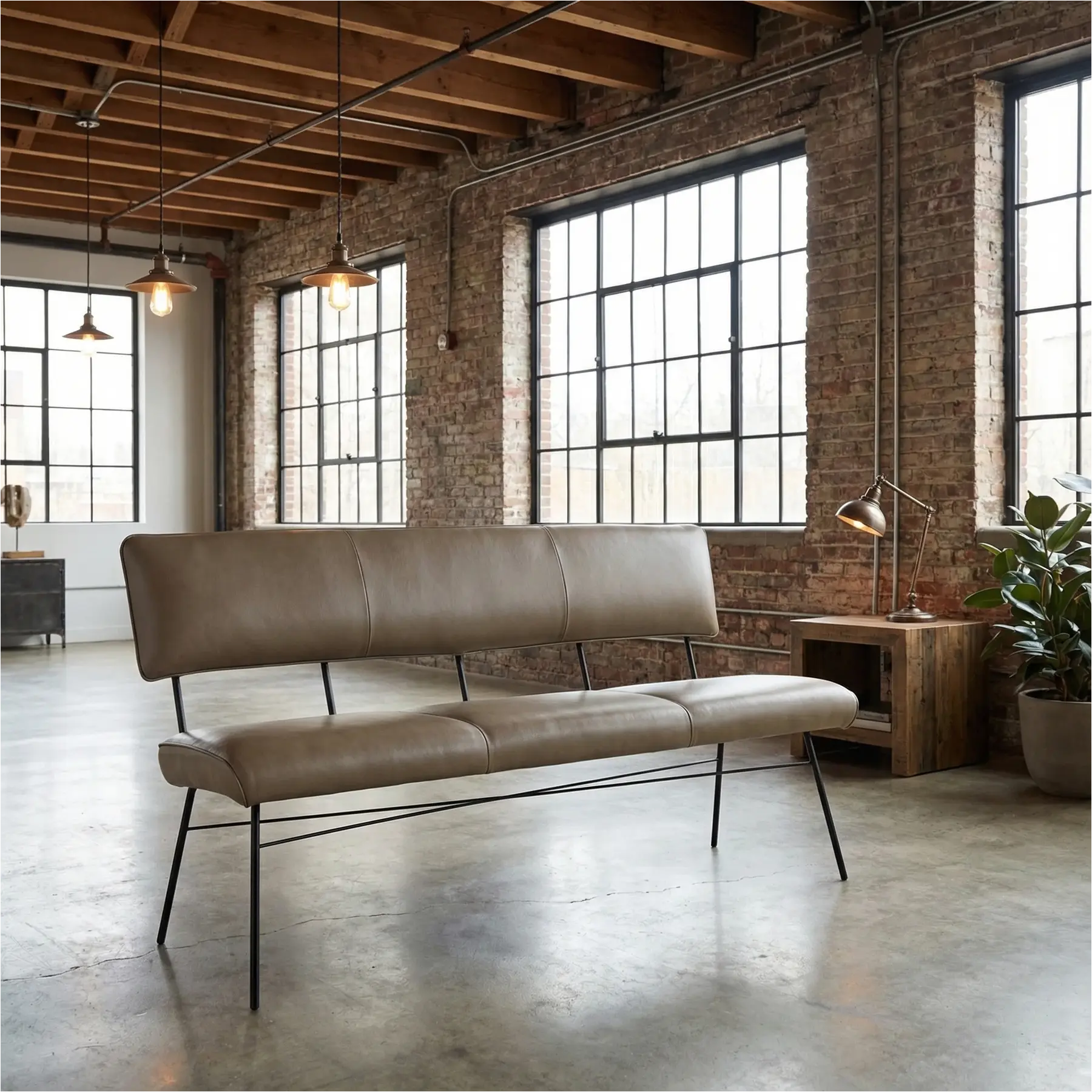 afbeelding van Leren eetkamerbank Solid