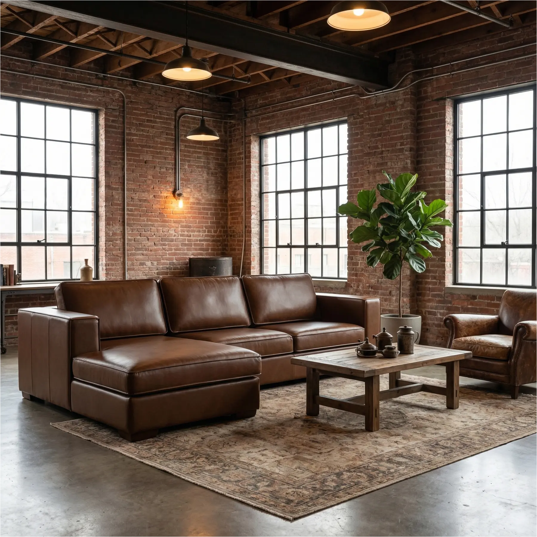 afbeelding van Leren hoekbank Fine - 2 zits arm rechts + longchair links - Elegance Brown (bruin) - Poten hout zwart