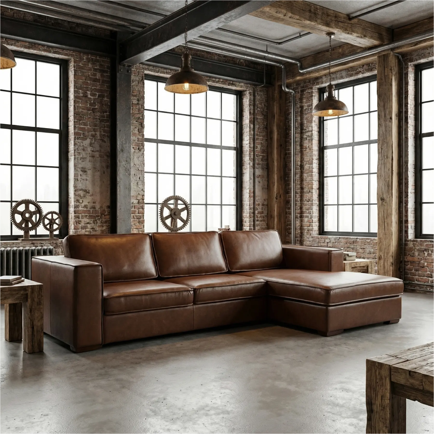 afbeelding van Leren hoekbank Fine - 2 zits + longchair