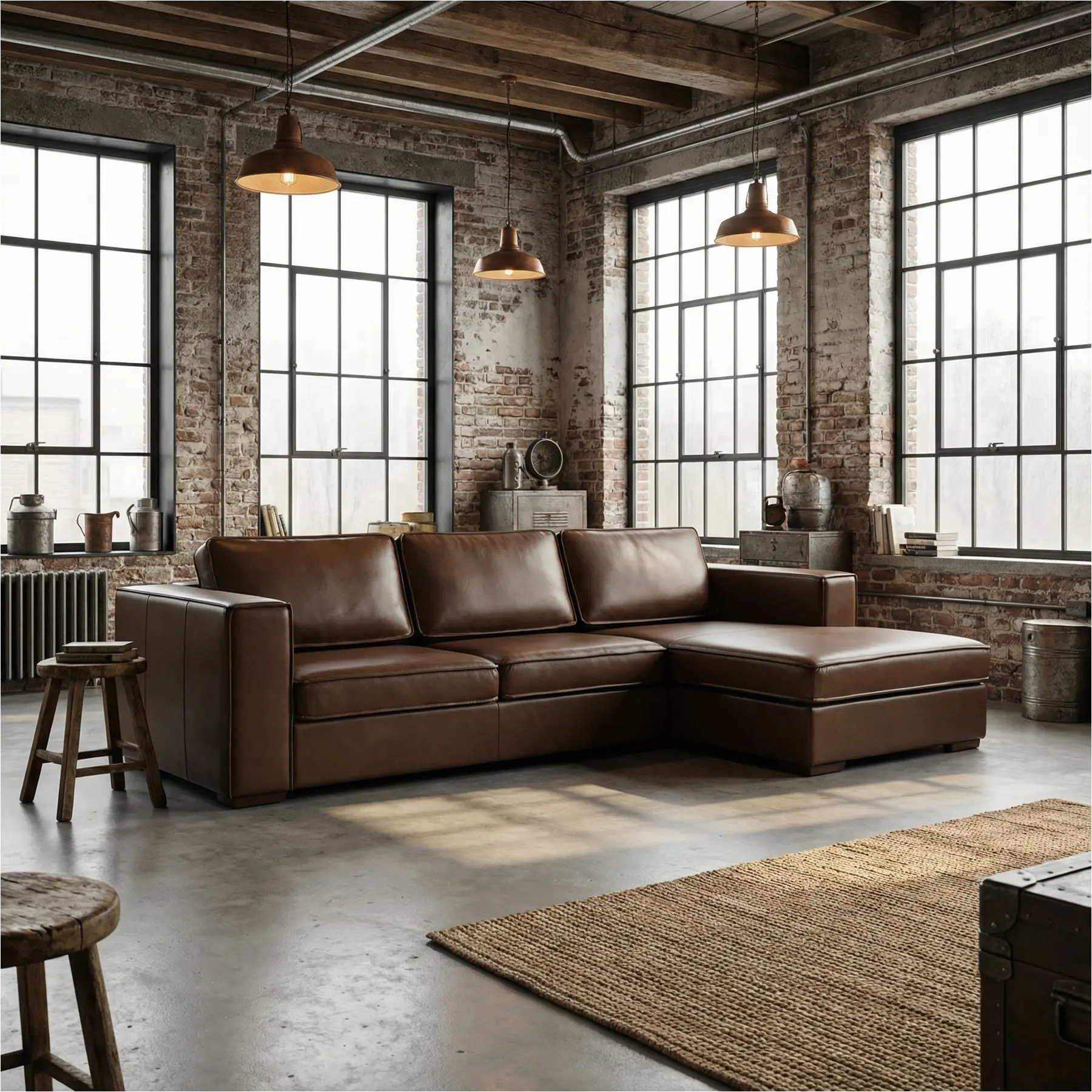 afbeelding van Leren hoekbank Fine - 2 zits + longchair