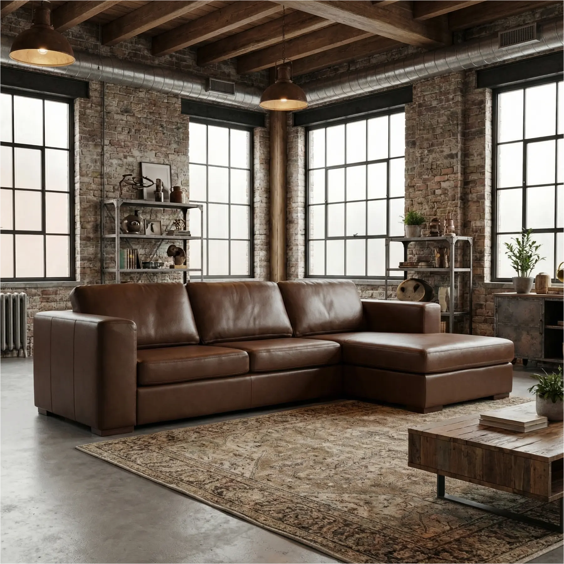 afbeelding van Leren hoekbank Flow - 2,5 zits + longchair