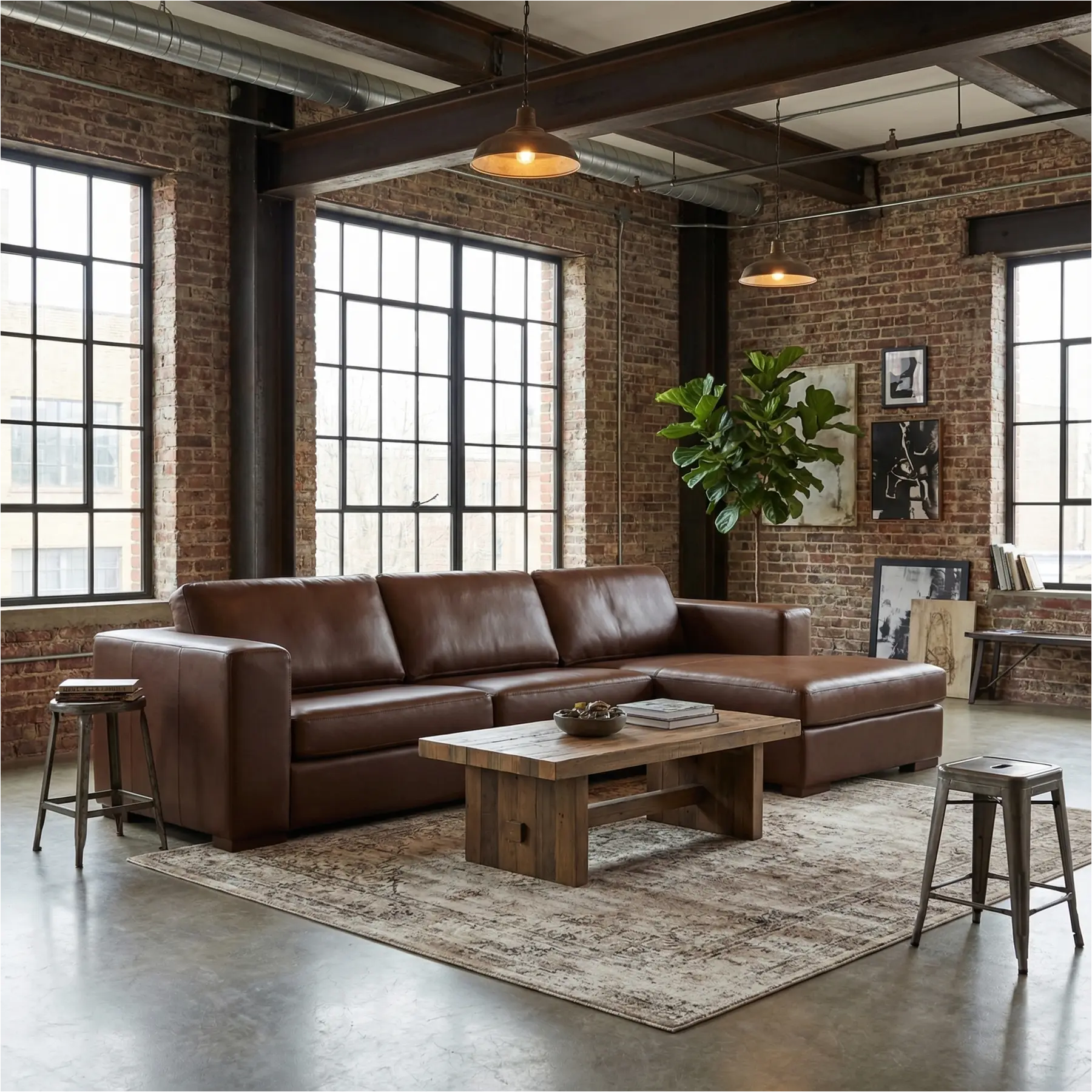 afbeelding van Leren hoekbank Flow - 2 zits + longchair