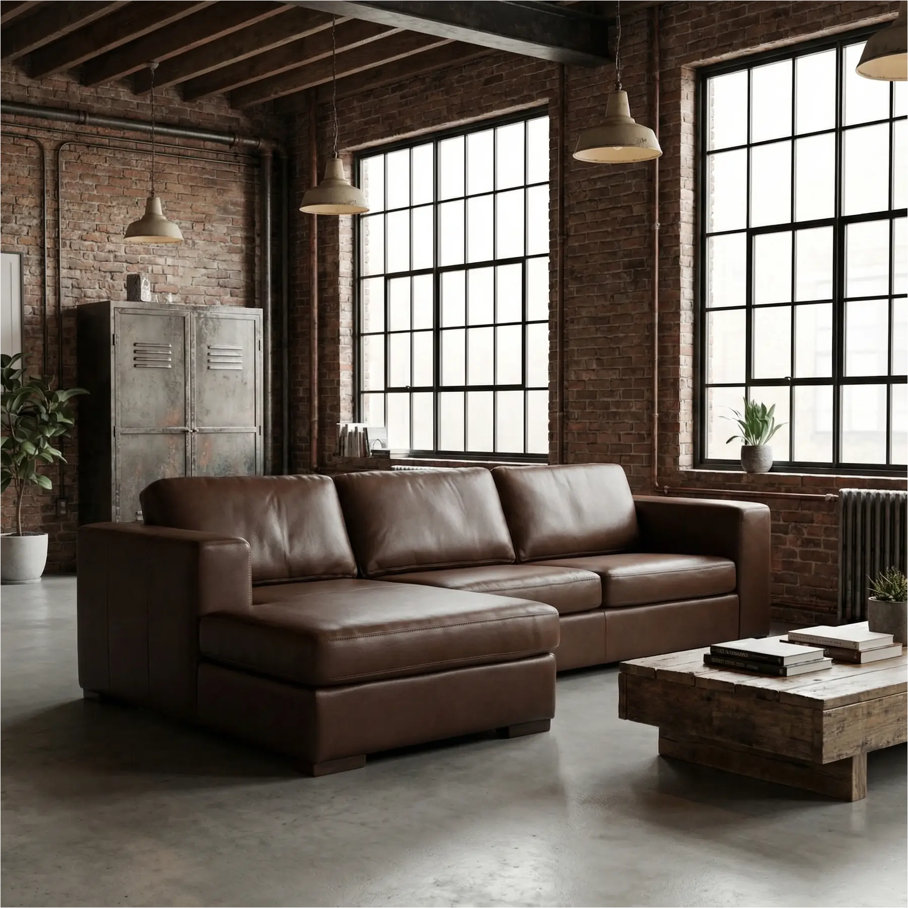 afbeelding van Leren hoekbank Flow - 3 zits arm links + longchair rechts - Elegance Brown (bruin) - Poten hout zwart