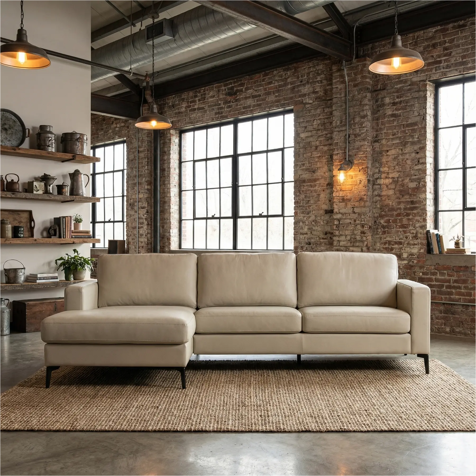 afbeelding van Leren hoekbank Match - 2 zits + longchair