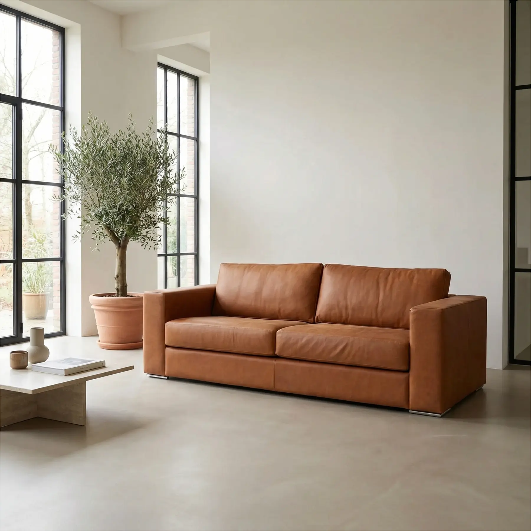 afbeelding van Leren bank Flow - 3 zits