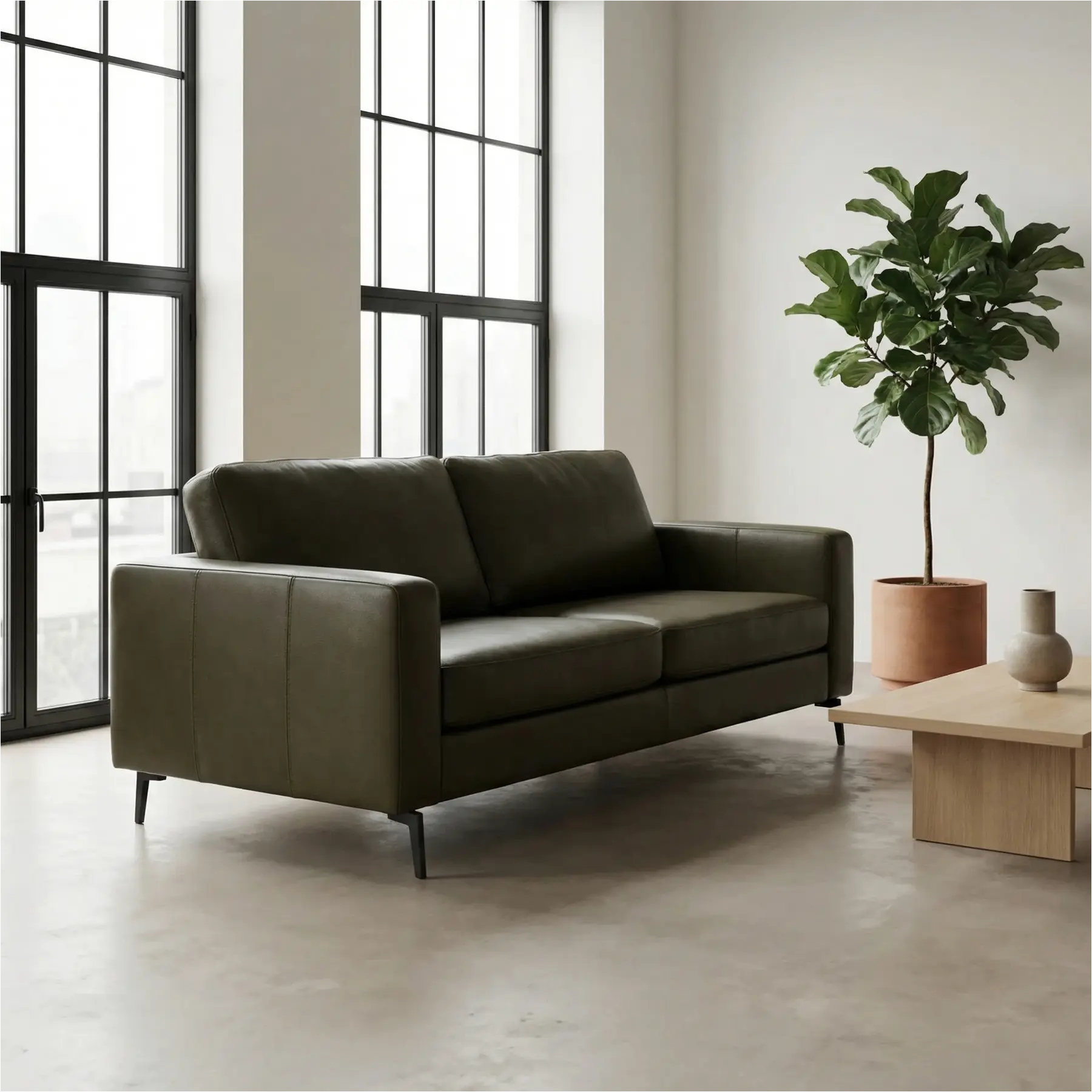 afbeelding van Leren bank Match - 2,5 zits