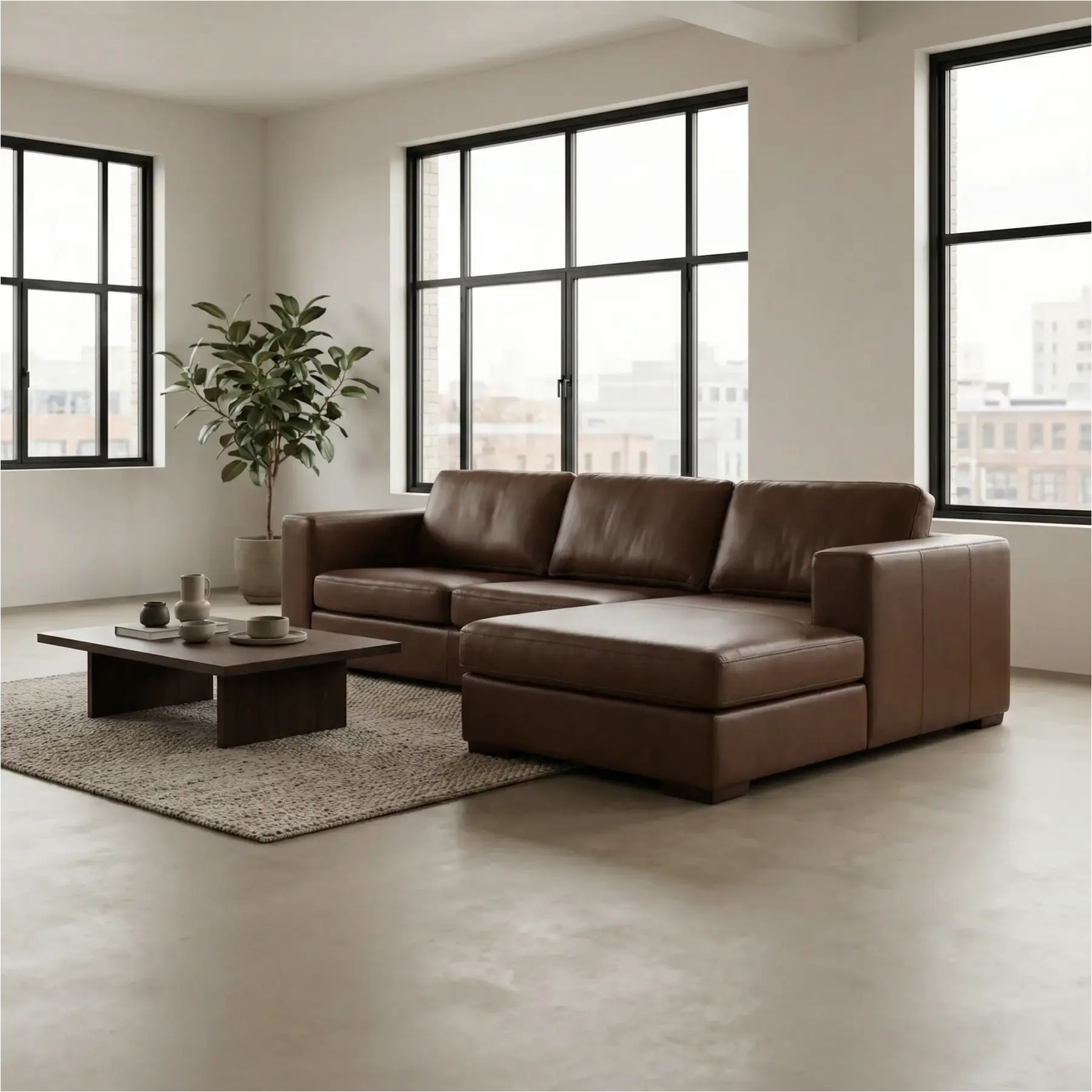 afbeelding van Leren hoekbank Flow - 3 zits + longchair