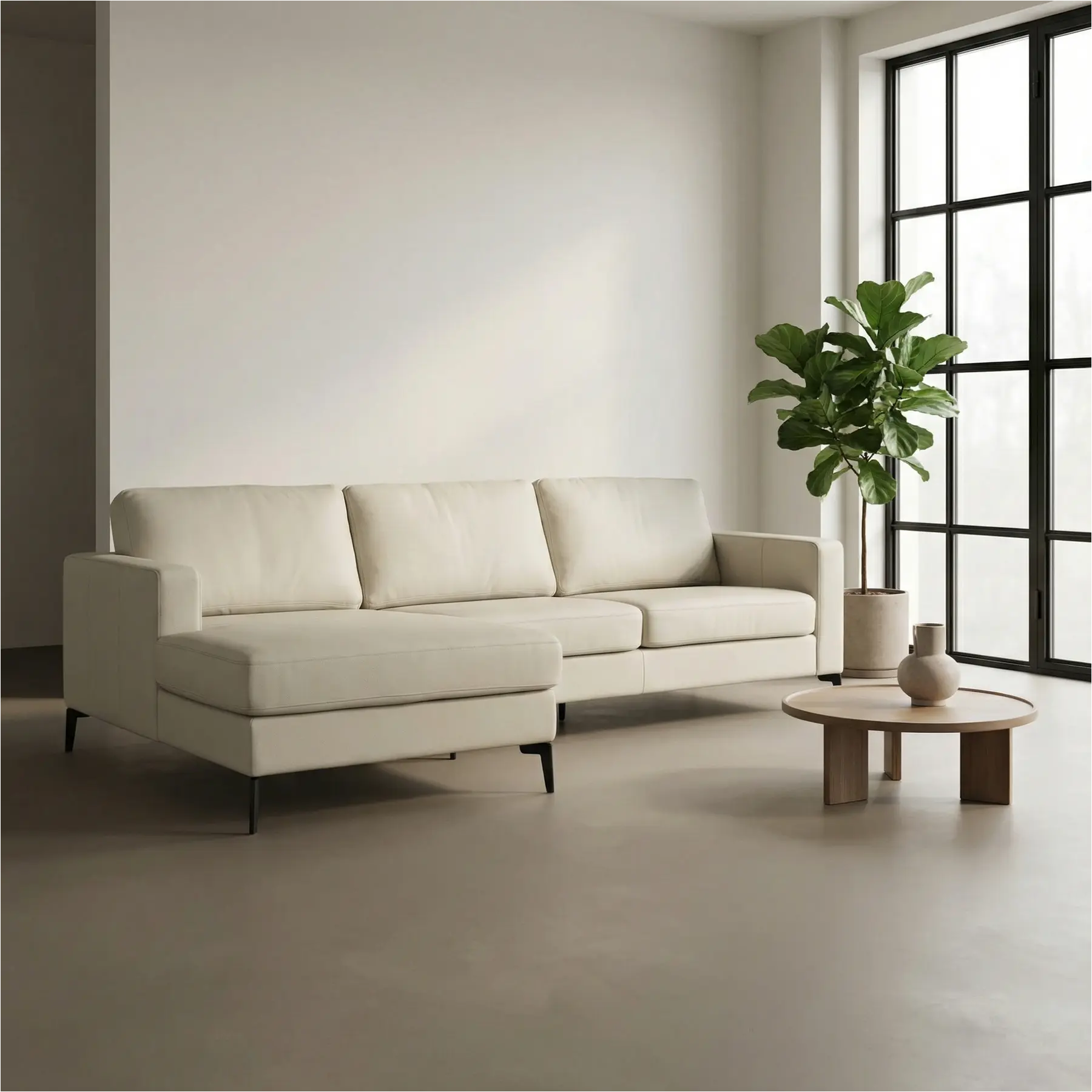 afbeelding van Leren hoekbank Match - 2 zits + longchair