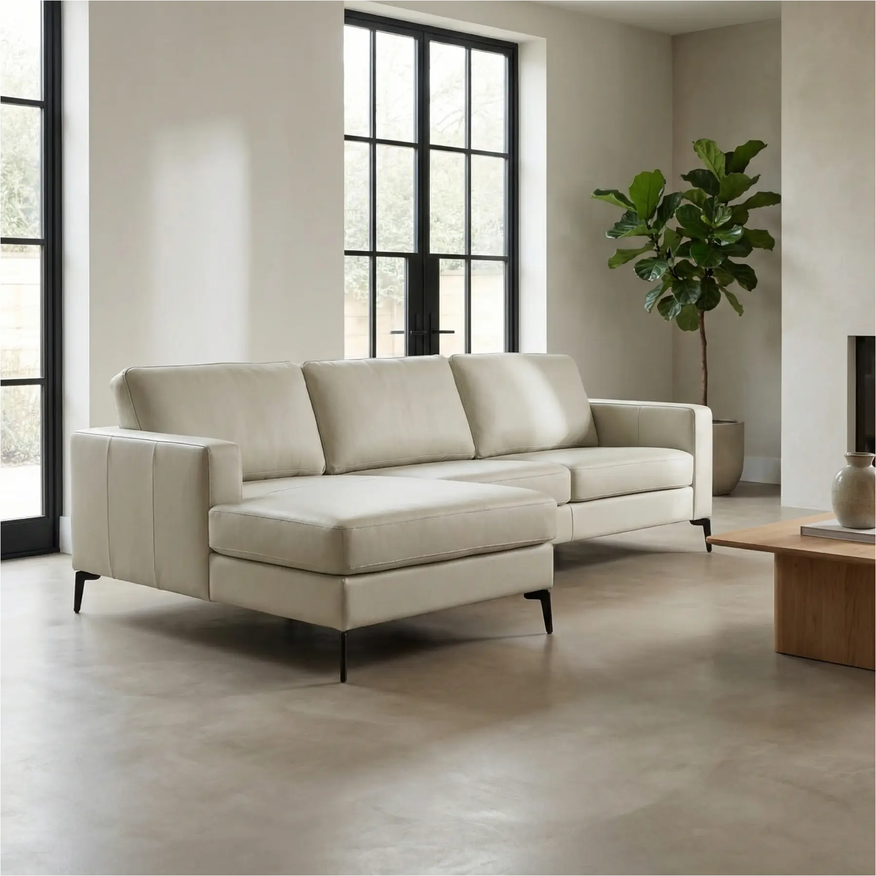 afbeelding van Leren hoekbank Match - 3 zits + longchair