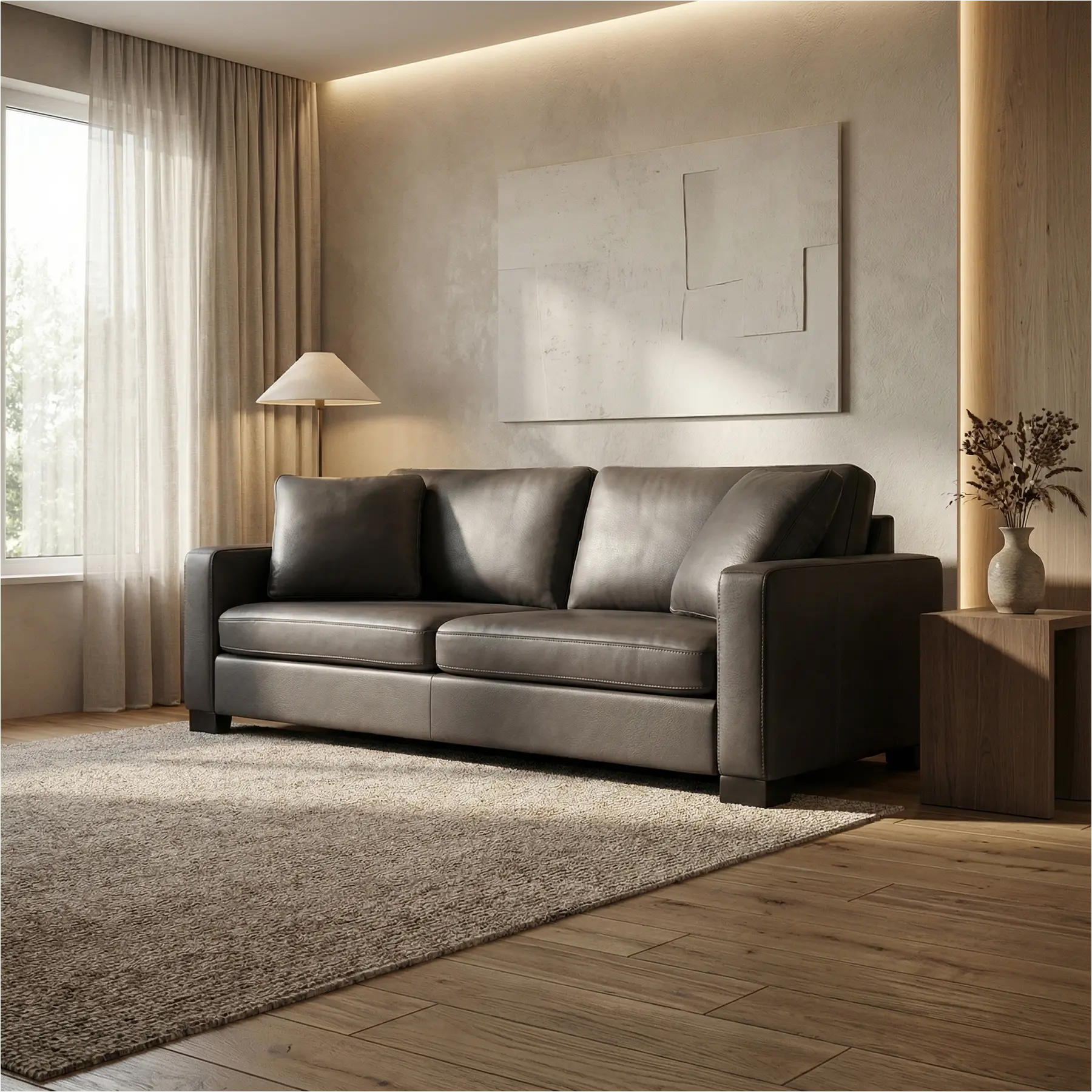 afbeelding van Leren armkussen voor bank (zelfde kleur als bank) - CA. 50X50CM