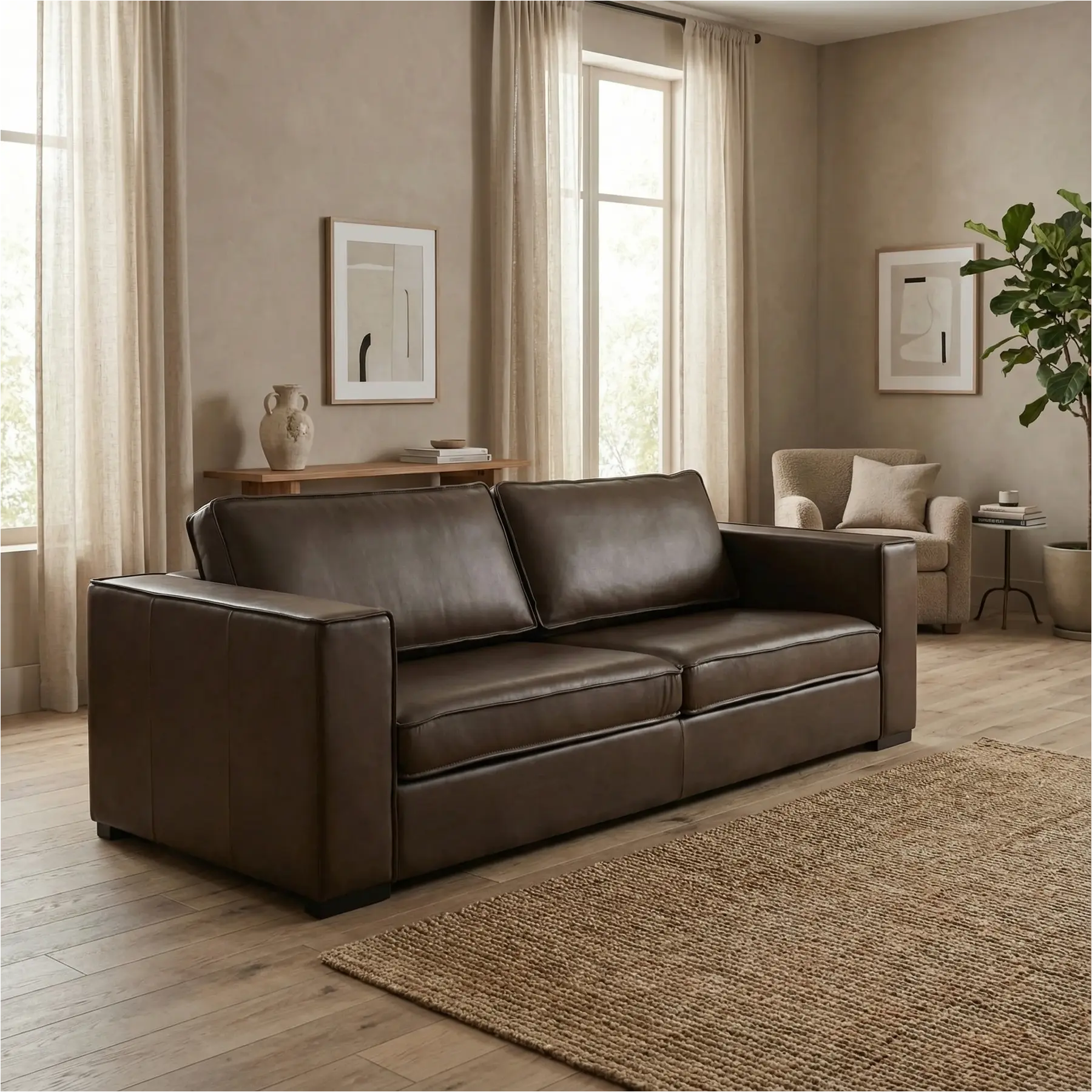 afbeelding van Leren bank Fine - 3,5 zits