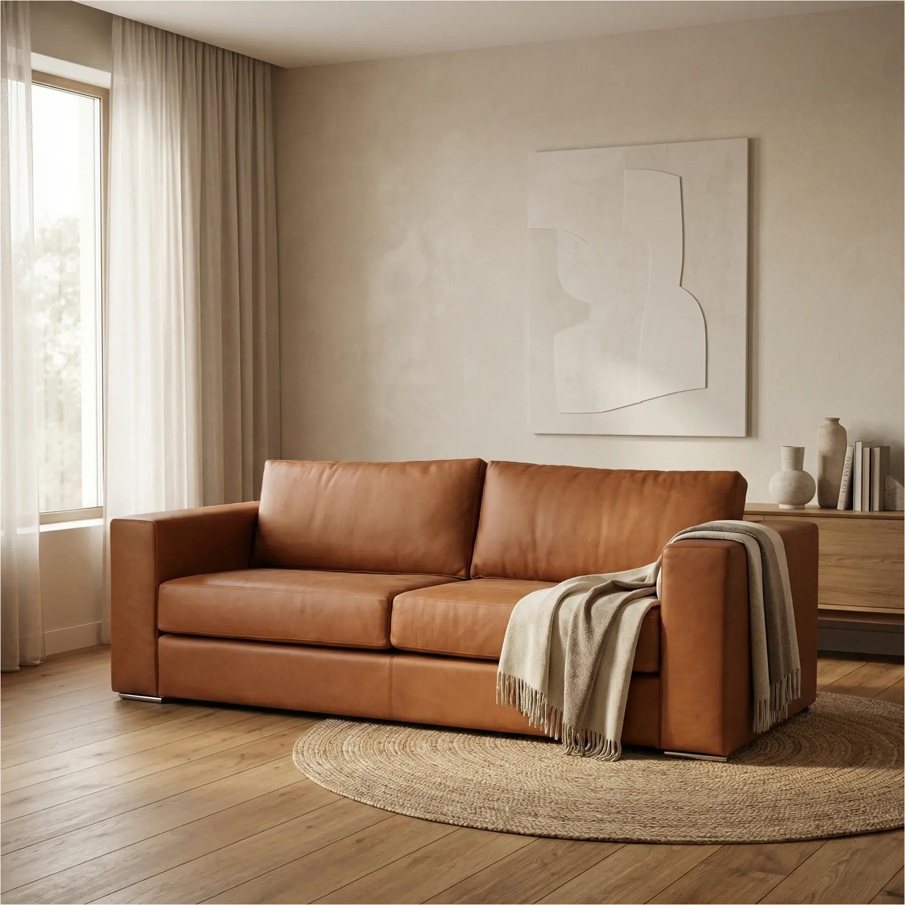 afbeelding van Leren bank Flow - 3 zits