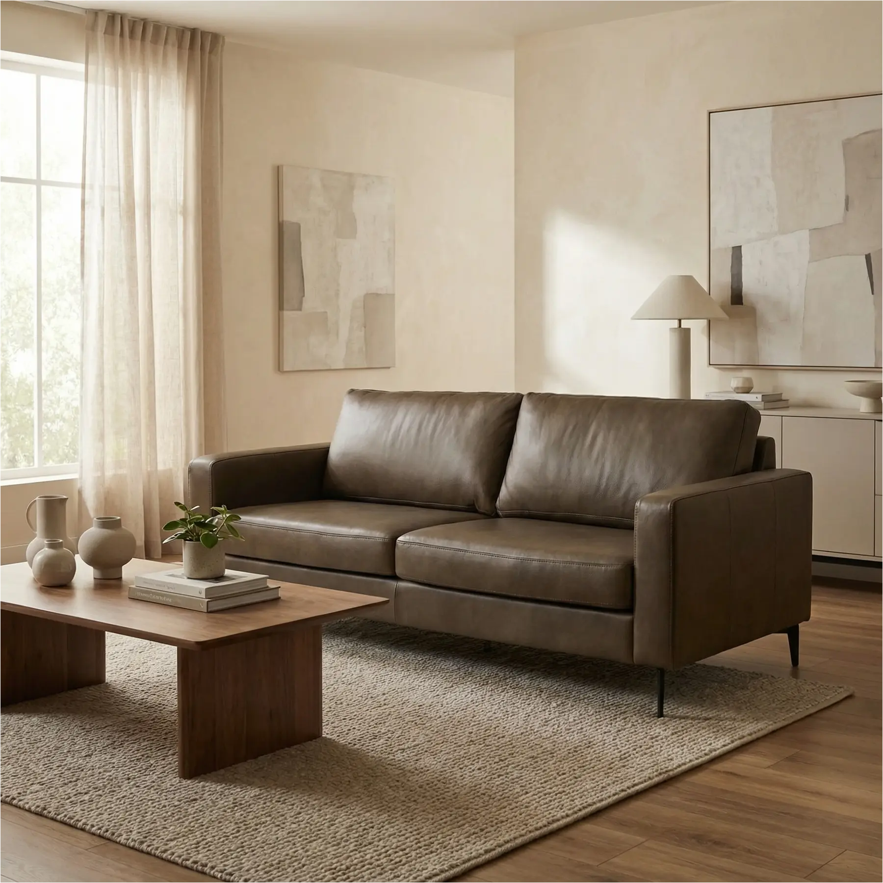 afbeelding van Leren bank Match - 3,5 zits