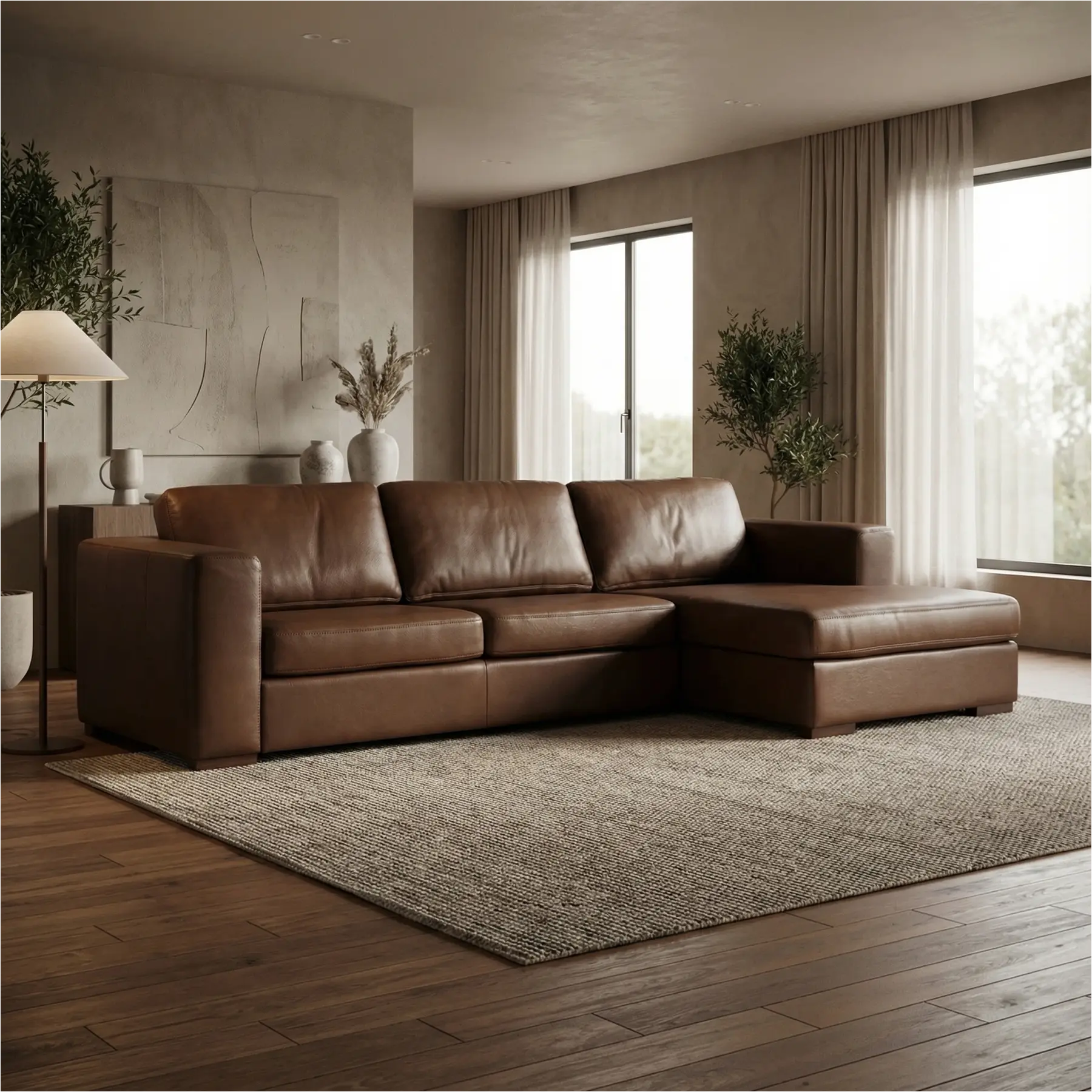 afbeelding van Leren hoekbank Flow - 3 zits + longchair