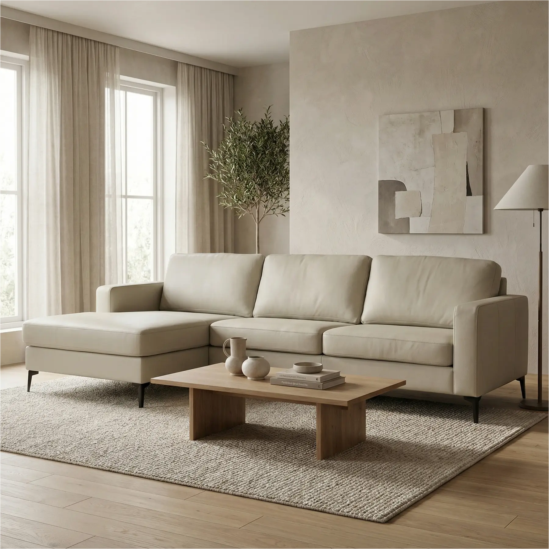 afbeelding van Leren hoekbank Match - 3 zits + longchair