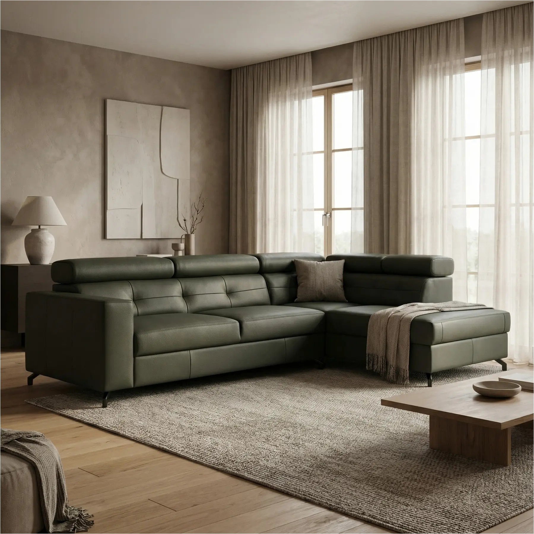 afbeelding van Leren hoekbank Nova - 2,5 zits + longchair