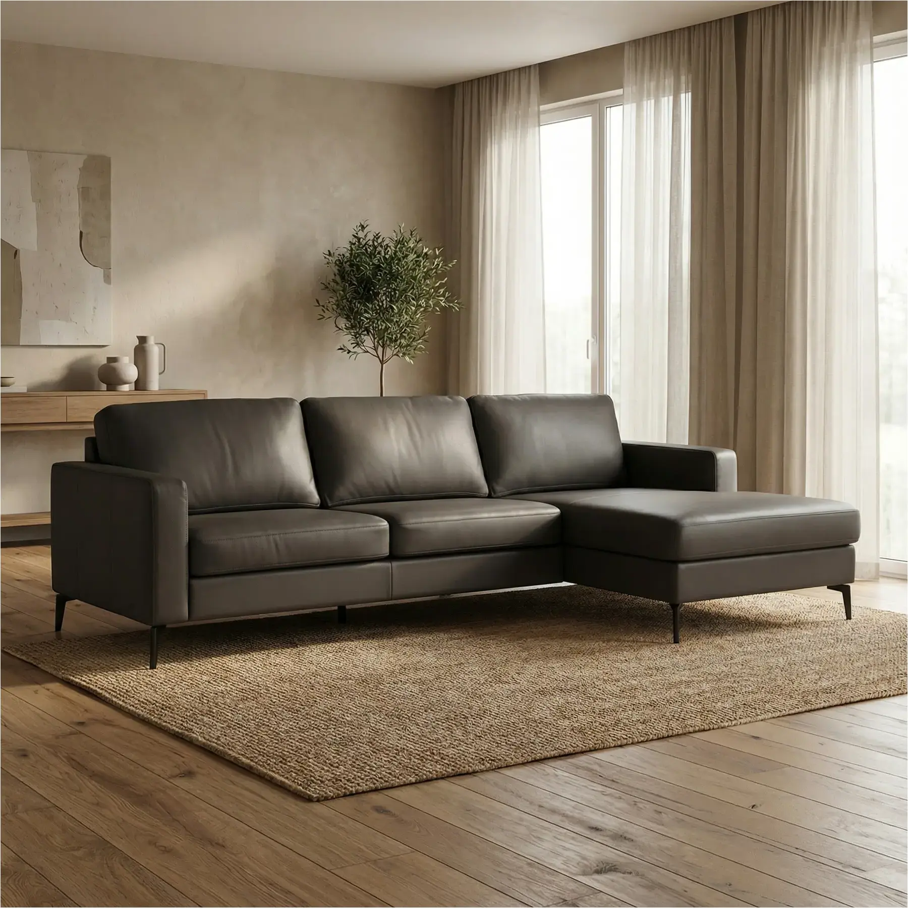 afbeelding van Elementenbank Match - 2,5 zits arm links + longchair arm rechts - Toledo Antracite