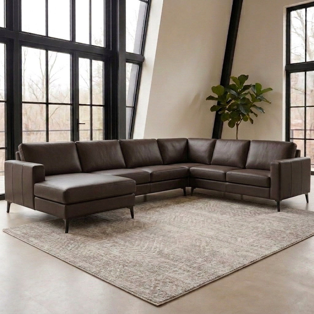 afbeelding van Elementenbank Match - longchair arm links + 2,5 zits + 2 zits arm rechts - Toledo Espresso